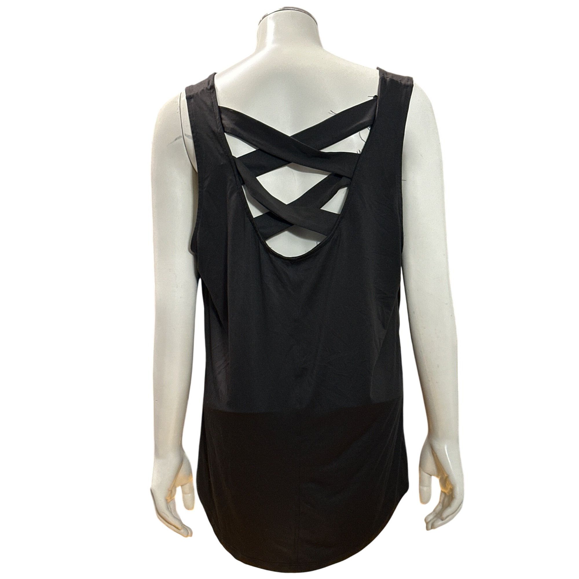 Other Adrienne Vittadini Sport Black Tank Top LG Stretchy Cross Ba Size L / US 10 / IT 46 - 5 Thumbnail