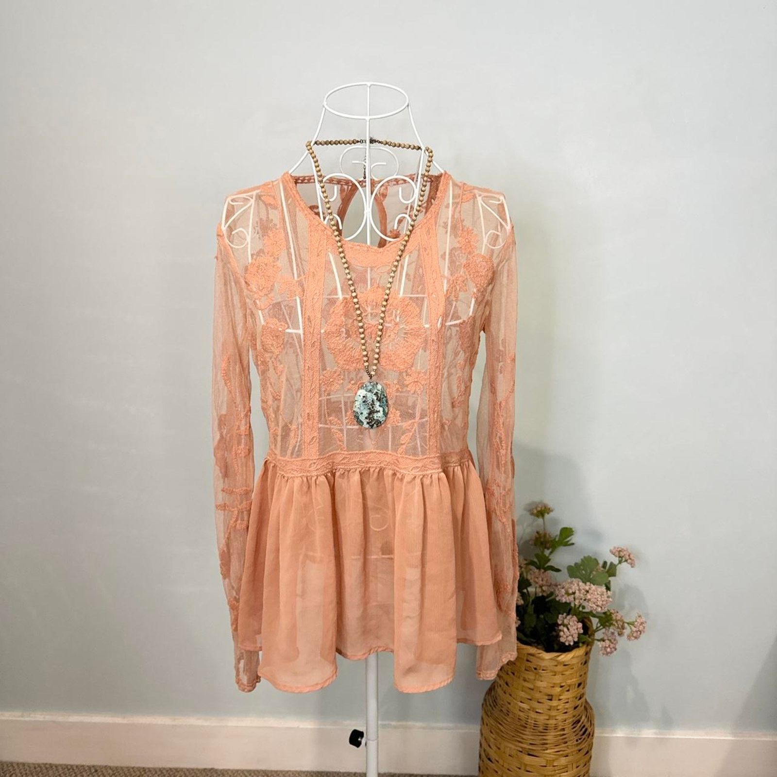 Other orange/rust embroidered floral babydoll peasant blouse Size S / US 4 / IT 40 - 2 Thumbnail