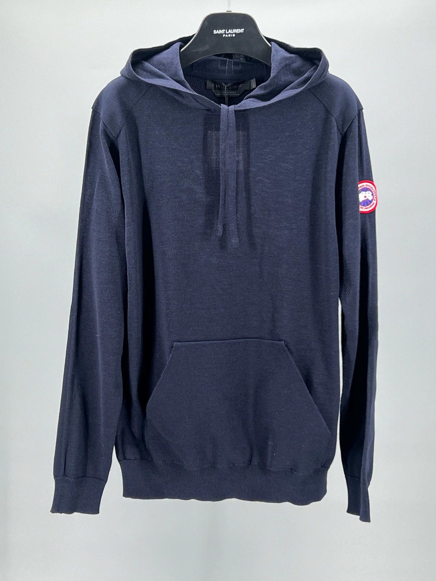 canada goose men's blue wool hoodie
