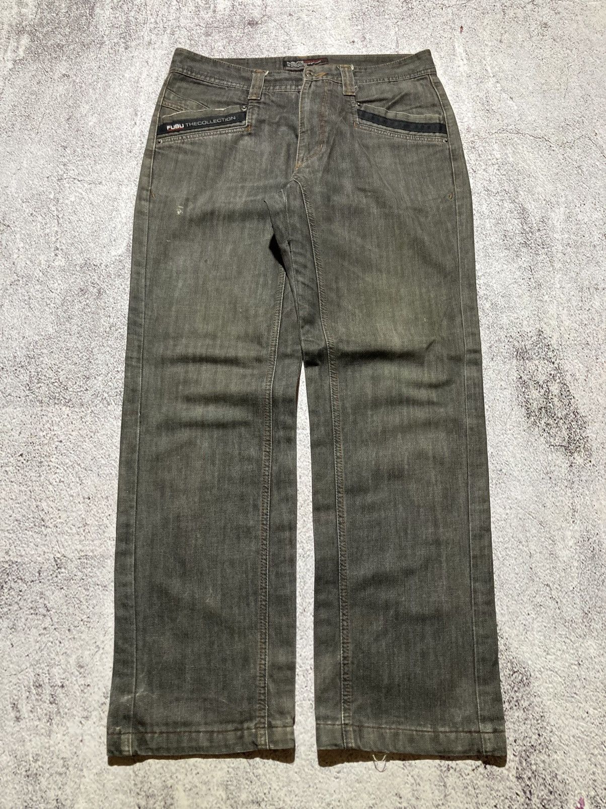 Japanese Brand 2000s Fubu Collection Washed Jeans Pants Charcoal Y2k Size US 34 / EU 50 - 1 Thumbnail