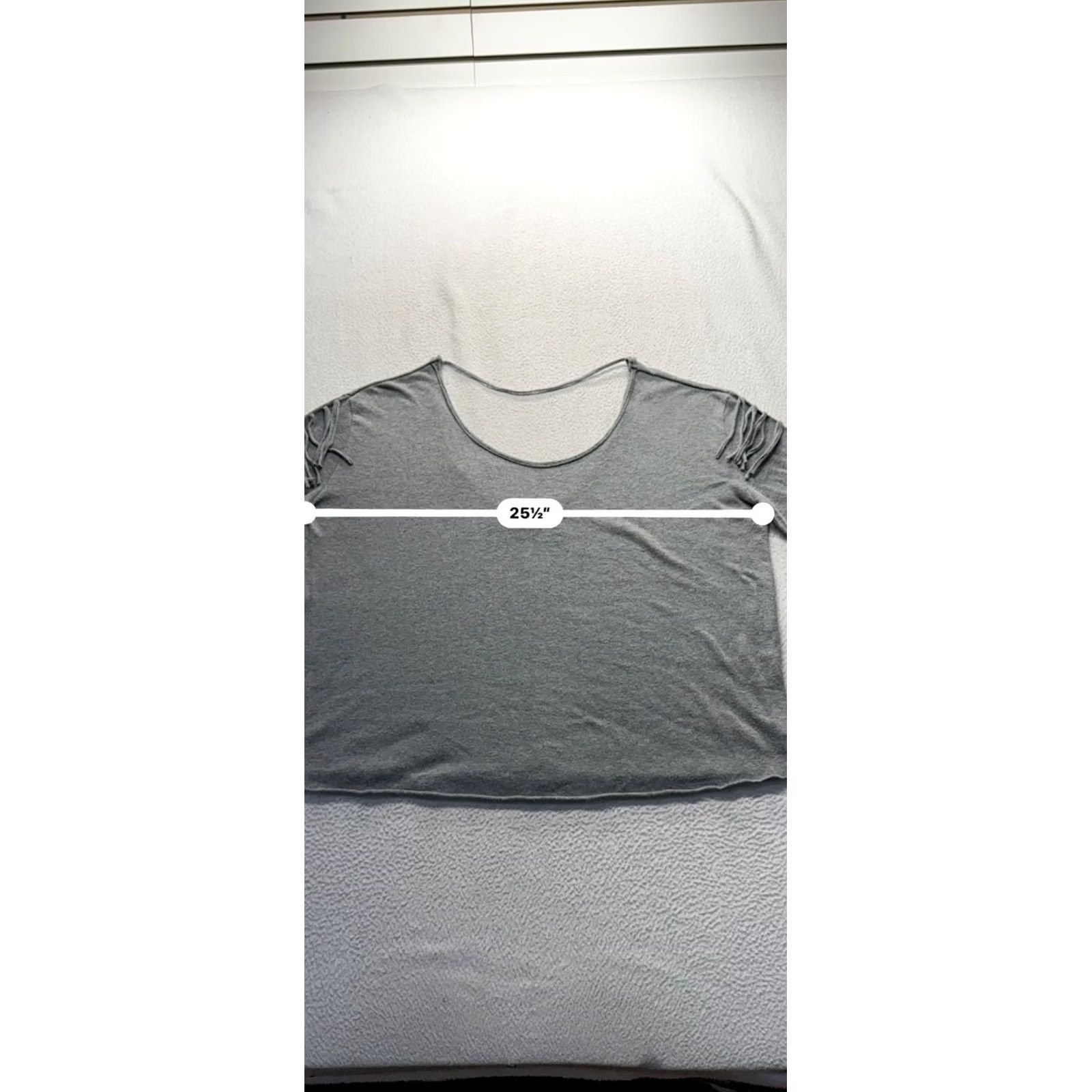 Billabong Billabong Scoop Neck Cotton Blend Fringe-Sleeve Gray Top Size L Size L / US 10 / IT 46 - 7 Thumbnail