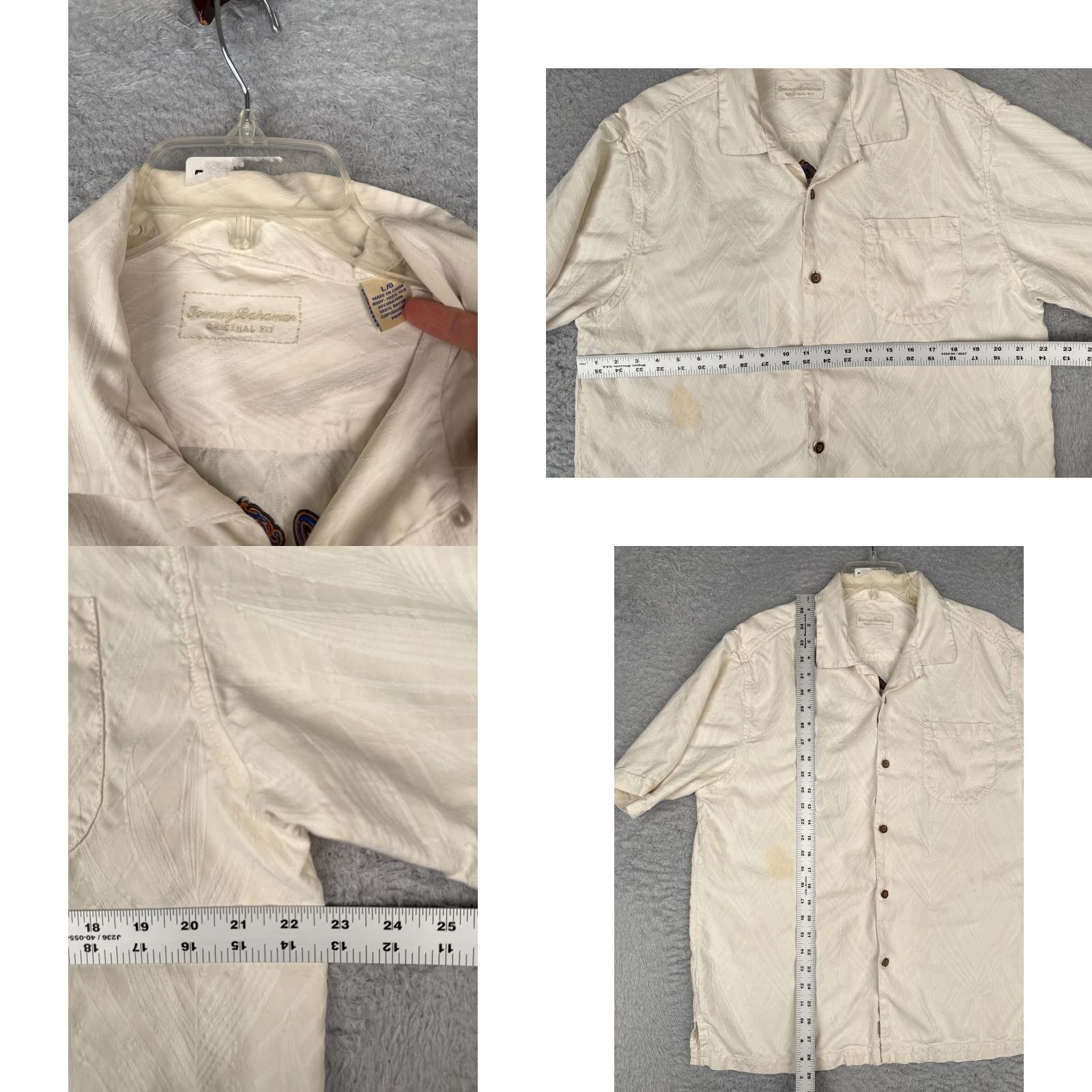 Tommy Bahama VINTAGE Tommy Bahama Shirt Men Large Ivory Floral Silk The Local Watering Hole READ Size US L / EU 52-54 / 3 - 8 Thumbnail