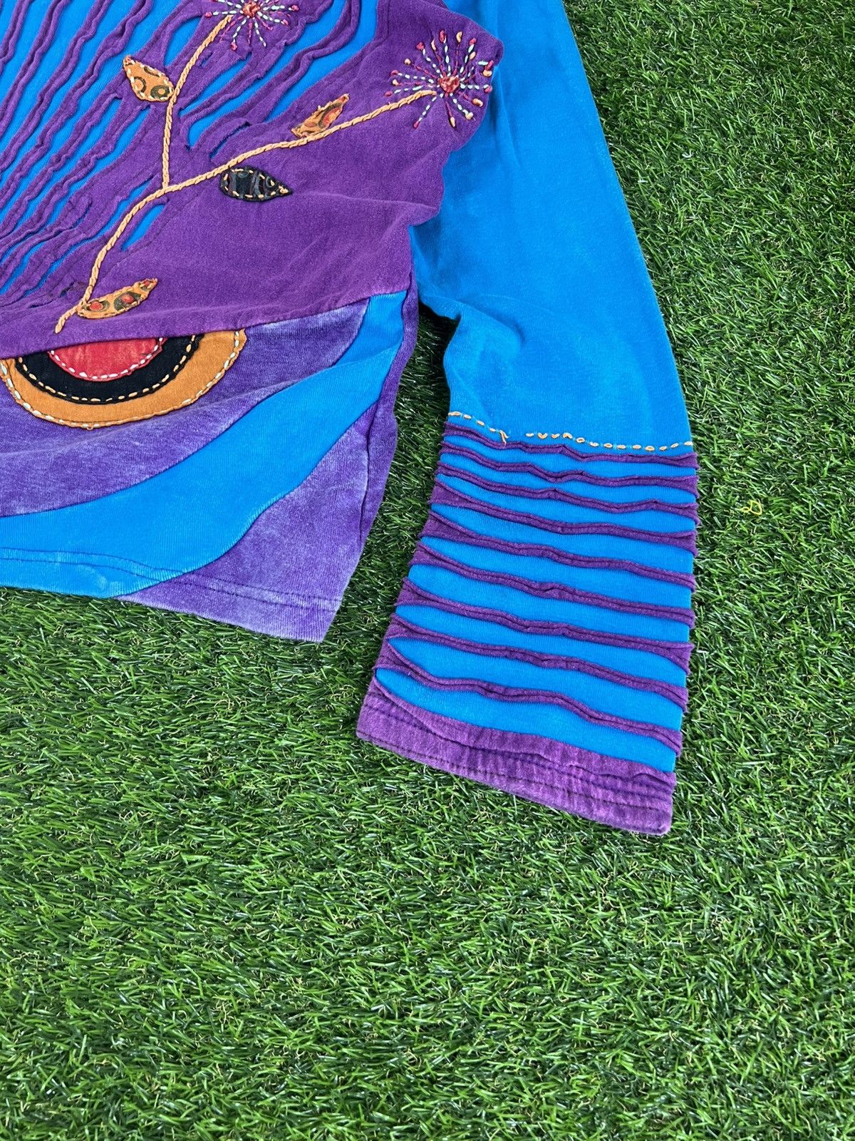 Handmade Vintage 90s Nepal Handmade Painted TieDye Long Sleeves Shirt Size L / US 10 / IT 46 - 4 Thumbnail