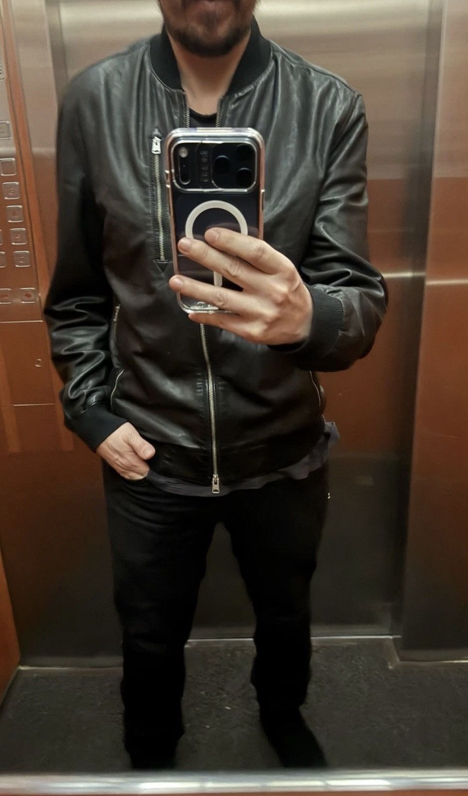 Allsaints AllSaints Kino Sheepskin Leather Bomber Jacket Size Large Size US L / EU 52-54 / 3 - 13 Thumbnail