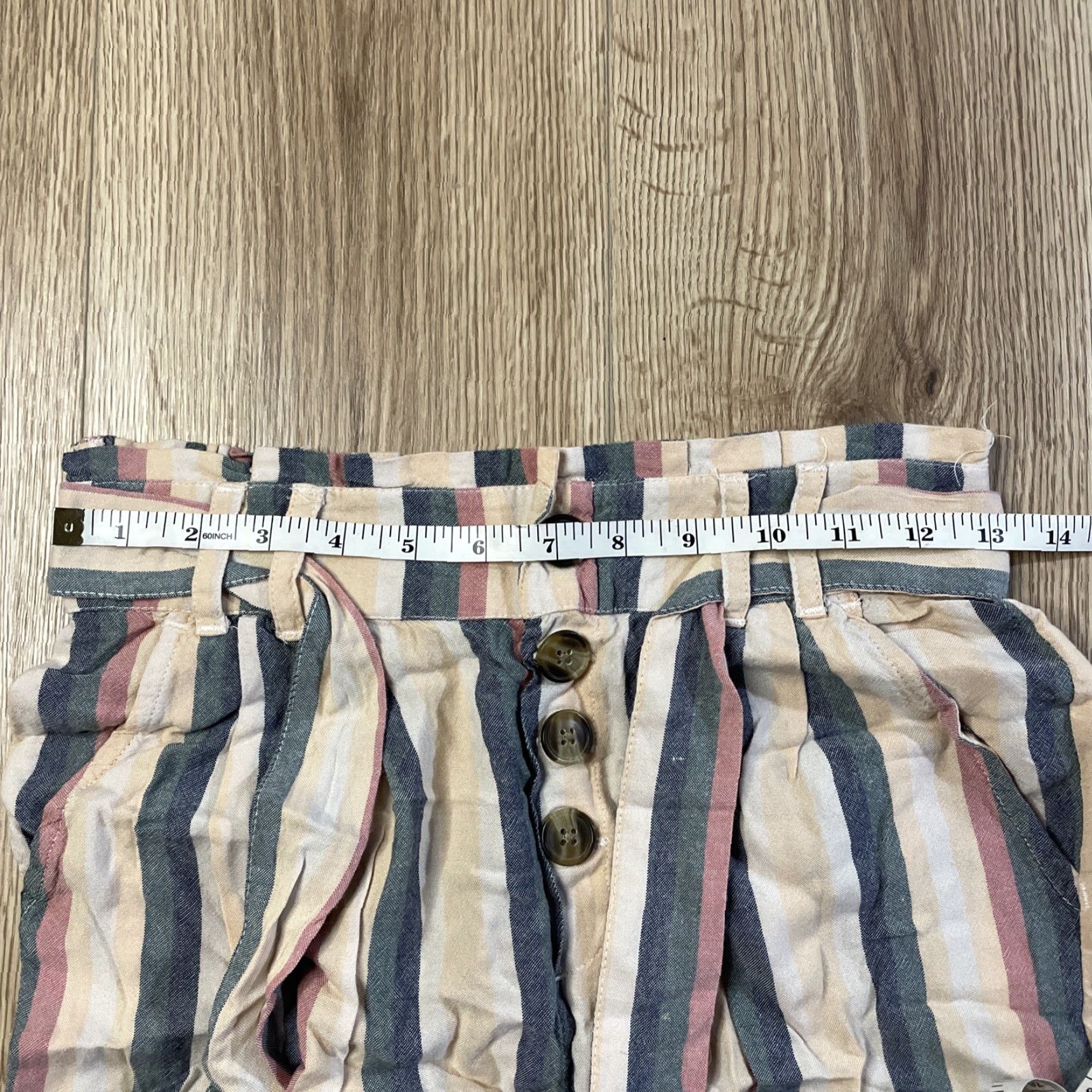 American Eagle Outfitters AMERICAN EAGLE Striped Paperbag Pants Tapered High Rise Women XS Pink Size 26" / US 2 / IT 38 - 4 Thumbnail