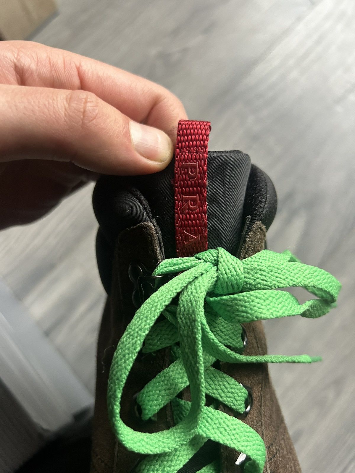 Prada Prada Brown Suede Hiking Boots with Green Laces Size US 8 / EU 41 - 11 Thumbnail