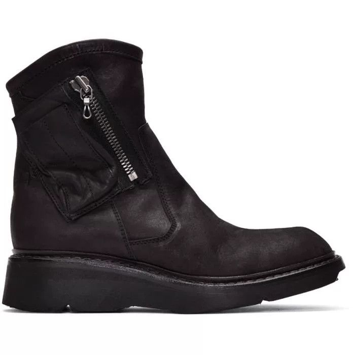 Julius Black Suede Leather Zip Military Boots Size US 10 / EU 43 - 1 Thumbnail