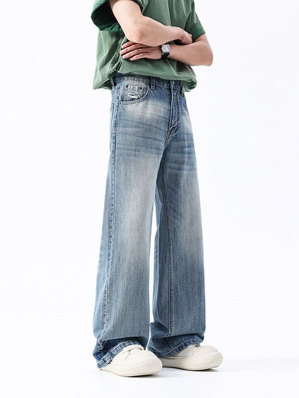 Japanese Brand Men's Japanese retro washed distressed straight leg jeans Size US 32 / EU 48 - 4 Thumbnail