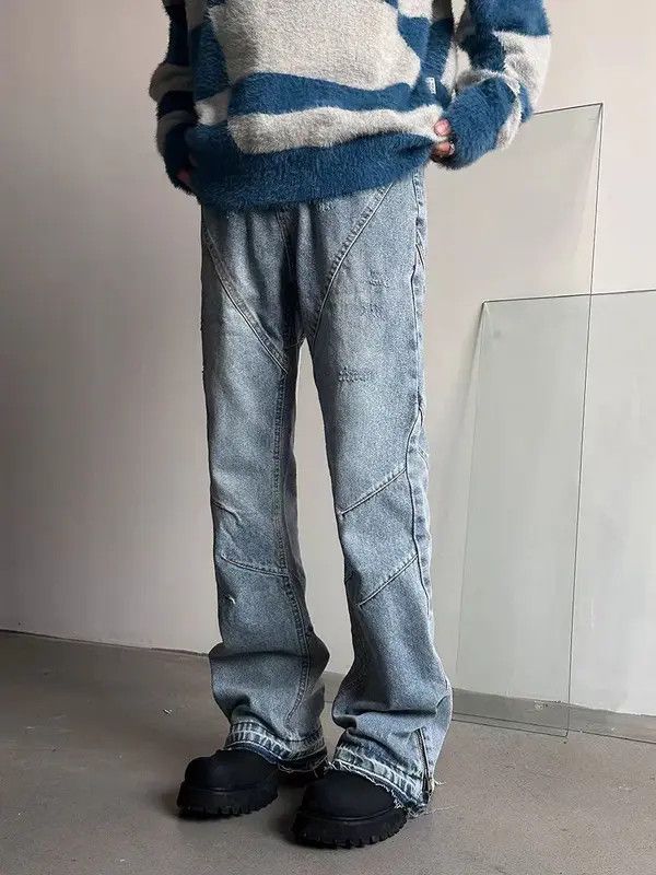 VIBE Street Hip Hop Side Zip Micro Flare Y2K Jeans Size US 34 / EU 50 - 5 Thumbnail