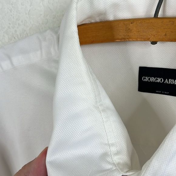 Giorgio Armani Giorgio Armani White Button Down Textured Shirt Size US XXL / EU 58 / 5 - 6 Thumbnail