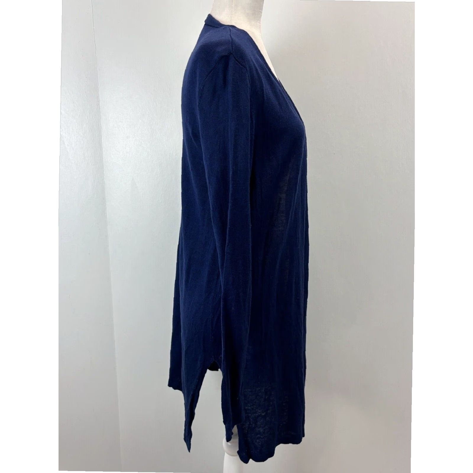 Vintage Women's Travelsmith Linen Blend Cardigan Sweater Small Navy Blue Long Sleeve Open Front Knit Size S / US 4 / IT 40 - 4 Thumbnail