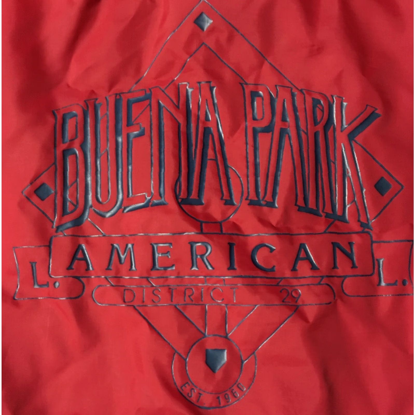 Vintage VINTAGE Buena Park American Baseball Windbreaker Jacket XL Red USA 80s 90s Grunge Sports Team Mens XL jacket Size US XL / EU 56 / 4 - 3 Thumbnail