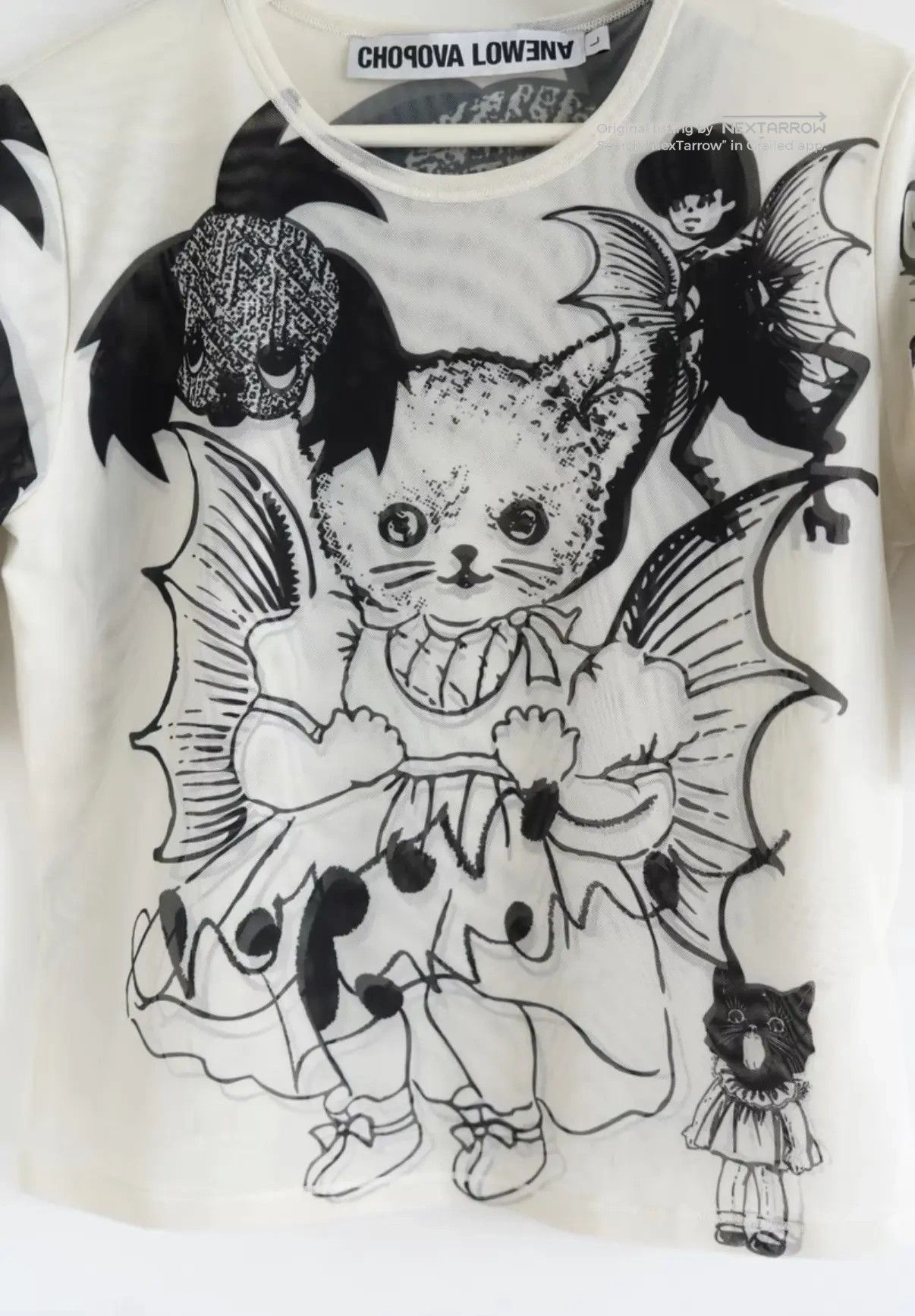 Chopova Lowena Cat Print Short Sleeve T-Shirt Kkkk132608 in White, Women's — image 5 of 6