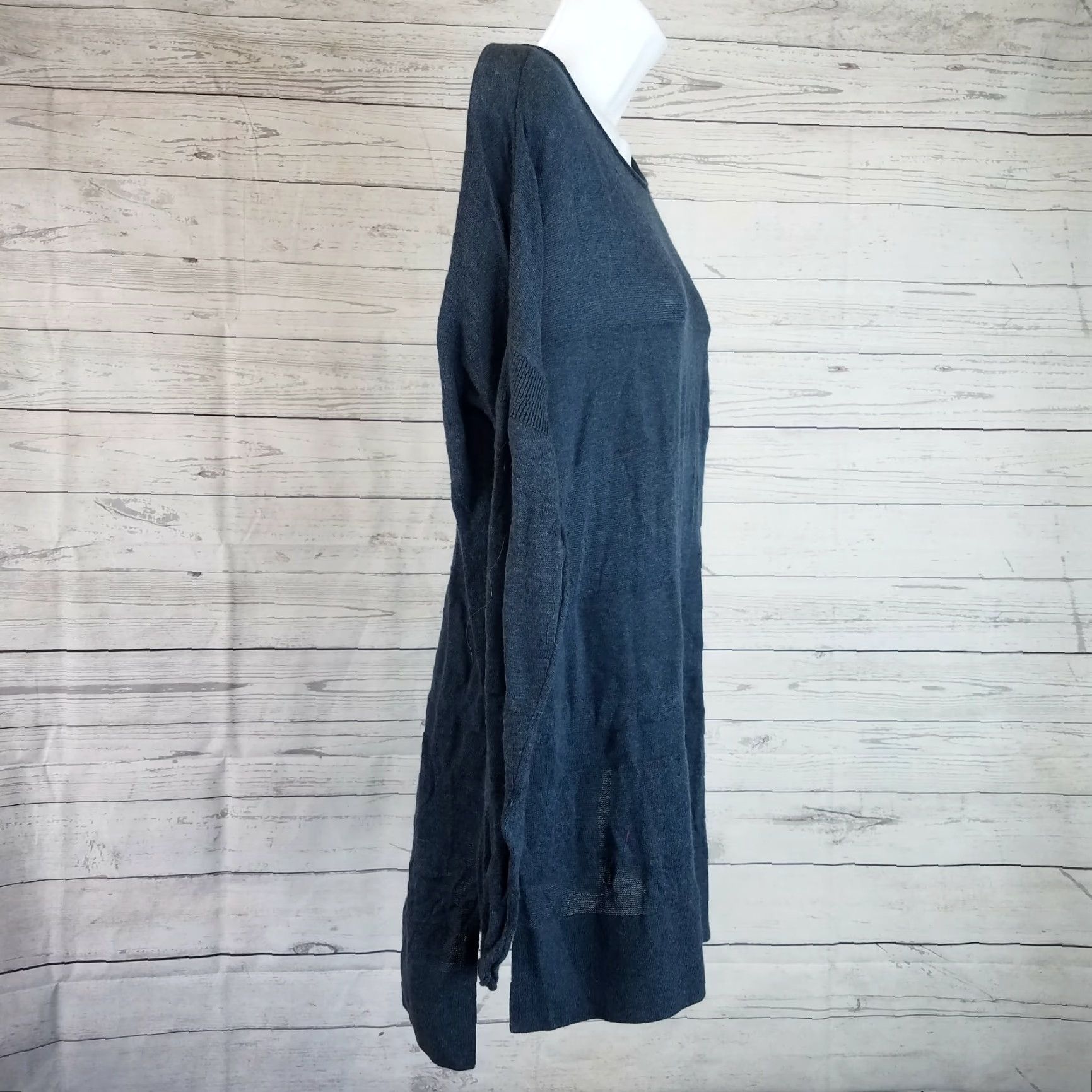Lou & Grey Lou & Grey Womens Knit Top Sz Med Blue Long Sleeve Round Neck Cotton Blend Blouse Sheer Vintage No Size M / US 6-8 / IT 42-44 - 2 Thumbnail