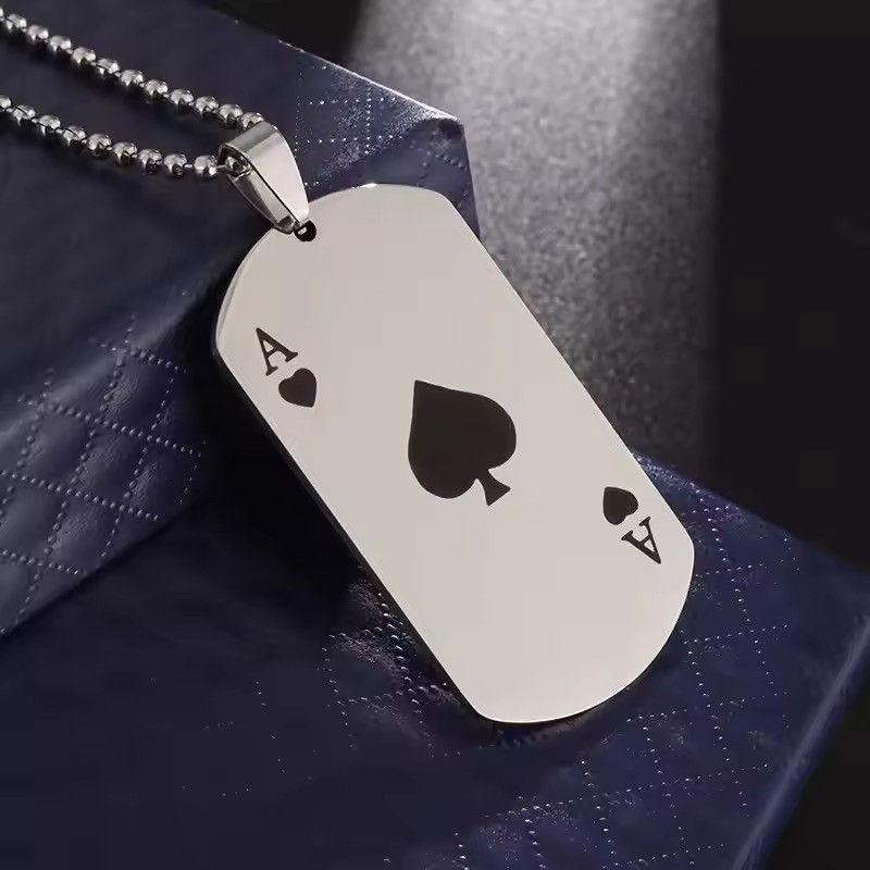 Jewelry Silver Classic Square Tag Ace of Spades Necklaces Size ONE SIZE - 1 Thumbnail