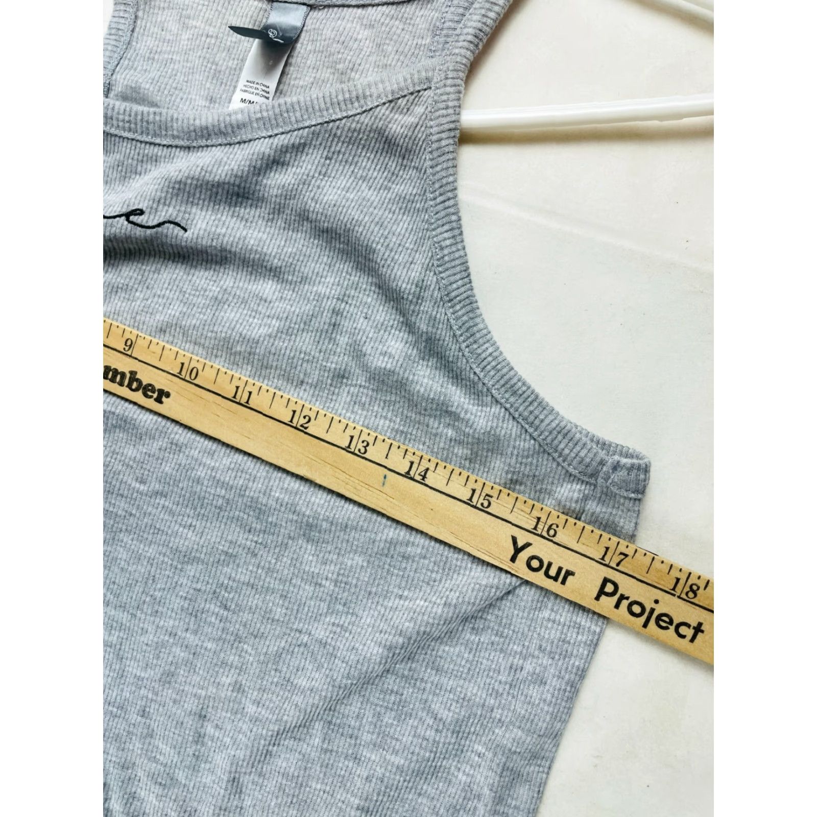 Vintage PJ Couture Tank Top Women's Size Medium Gray "Love" embroidered Pajama Shirt Size M / US 6-8 / IT 42-44 - 4 Thumbnail