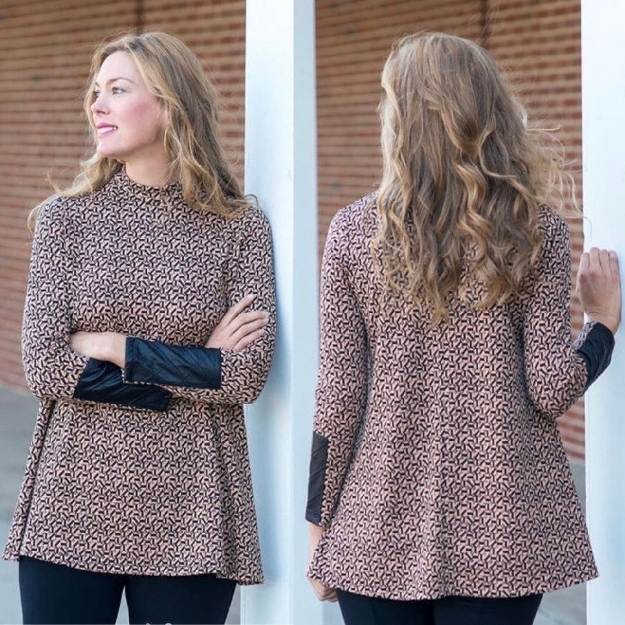 Other Tyler Bow Crissy Geo Print Mock Neck Tunic Faux Leather M Size M / US 6-8 / IT 42-44 - 10 Thumbnail