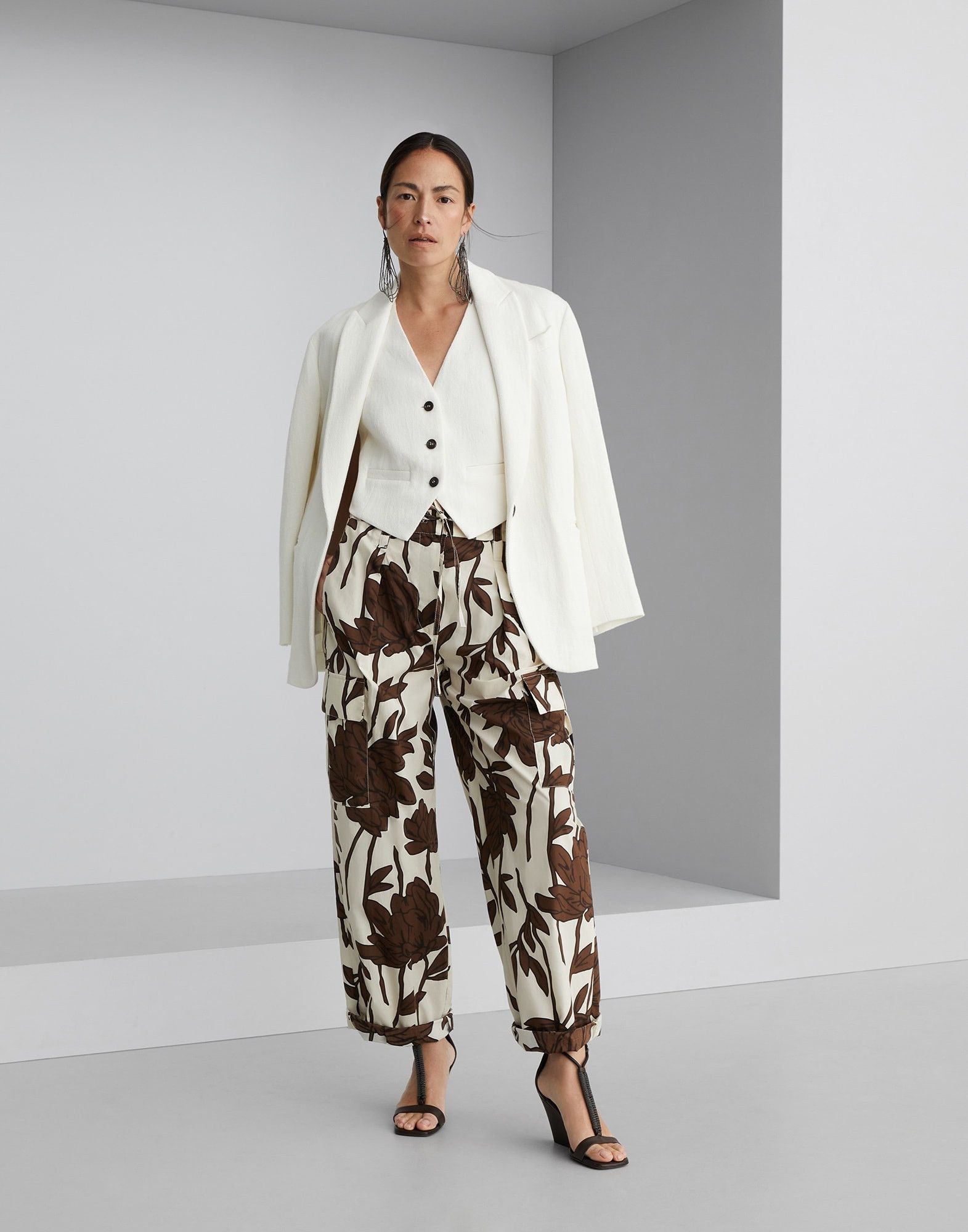 Brunello Cucinelli o1la1rc1a0425 Pants in White/Green Size 27" / US 4 / IT 40 - 3 Thumbnail