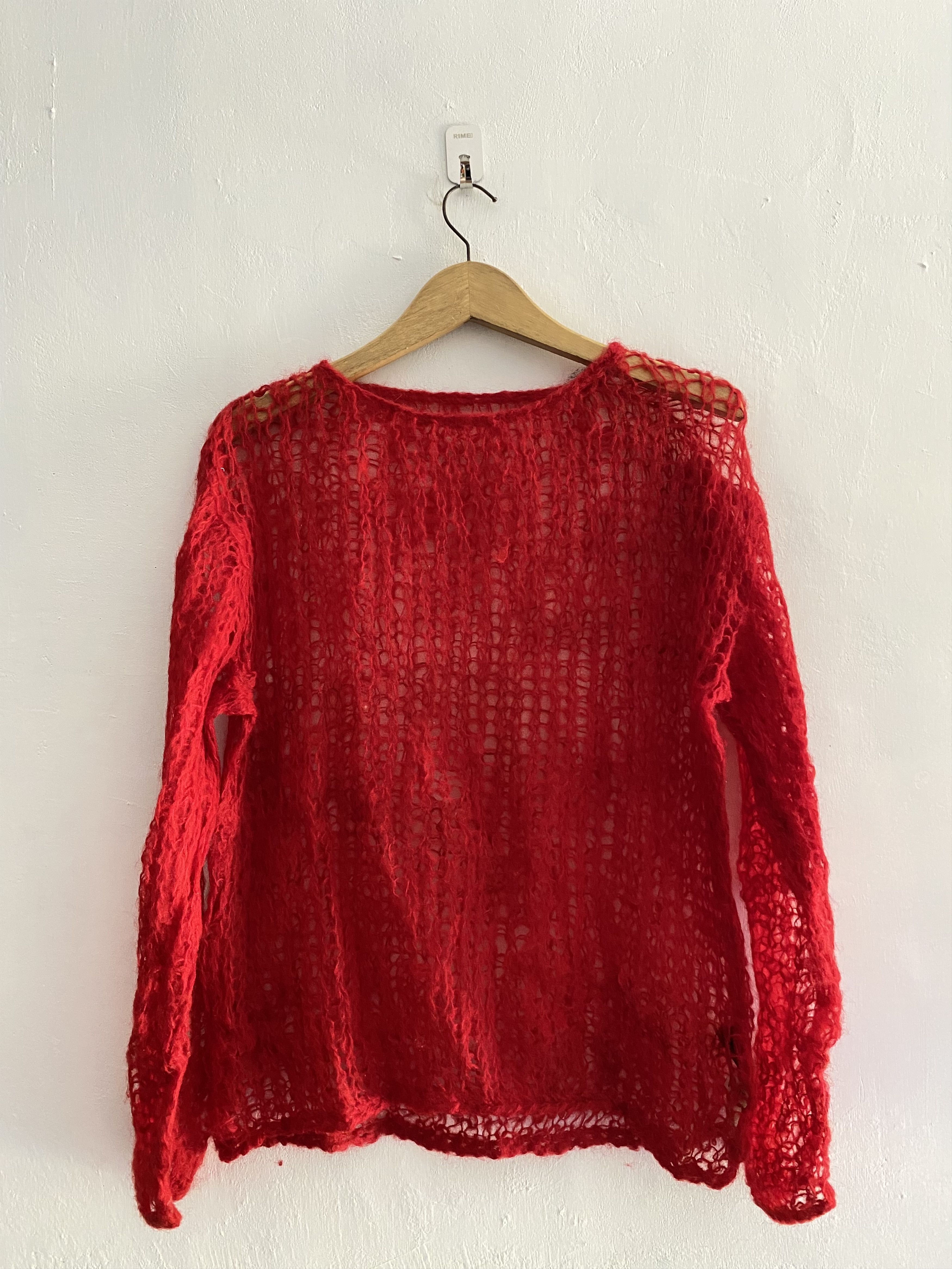 If Six Was Nine × Japanese Brand × Le Grande Bleu (L.G.B.) Japanese cdg style dmx mohair red hand knit Size US L / EU 52-54 / 3 - 2 Thumbnail