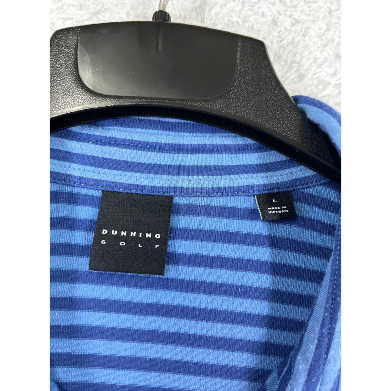 Vintage Dunning Polo Shirt Mens Blue Striped Lightweight Cotton Blend Golf Polo Shirt L Adult Blue Men’s Slim Tees Sports Size US L / EU 52-54 / 3 - 3 Thumbnail