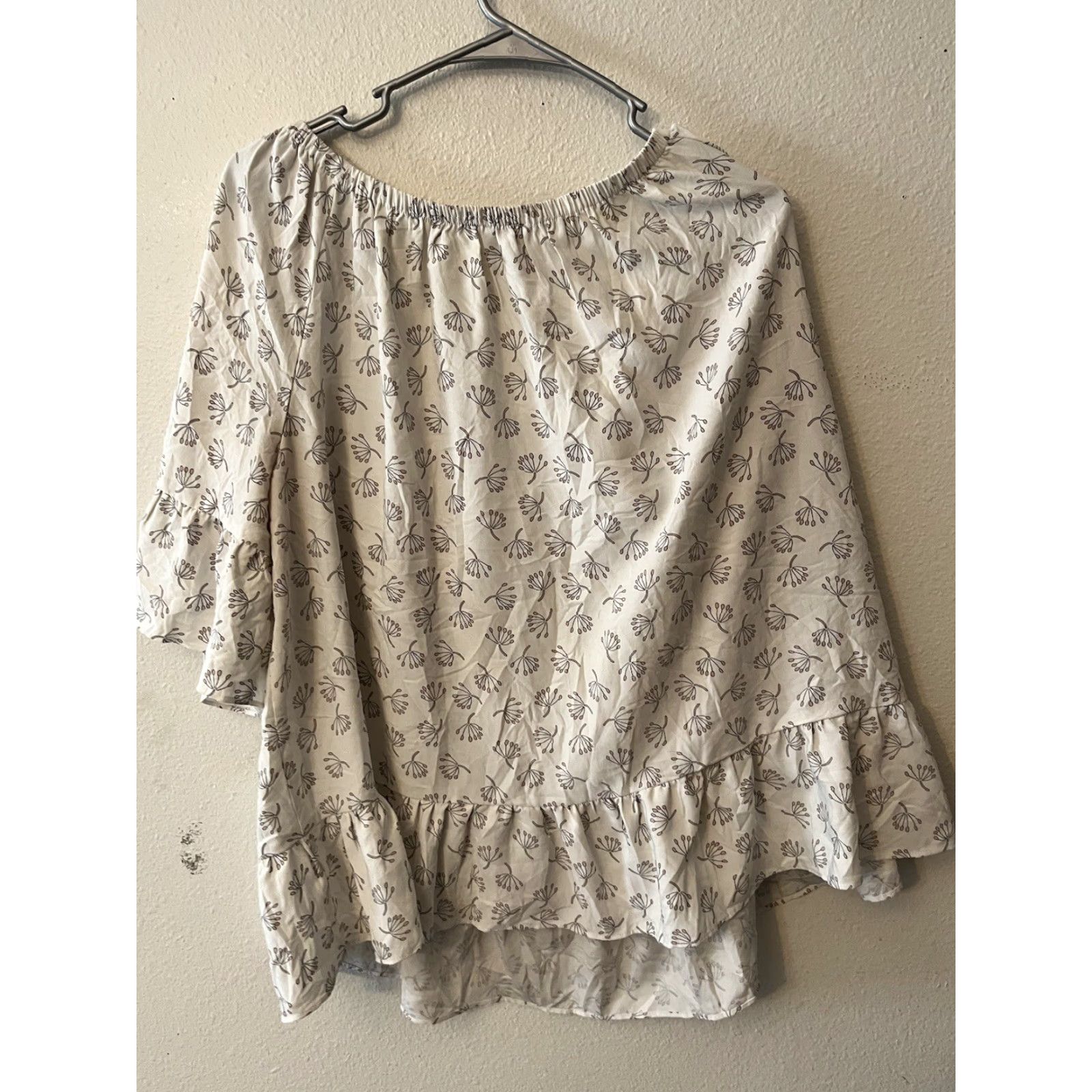 Loft LOFT Blouse Womens XL Pink Multicolor Floral Ruffle Hem Dolman Sleeve Scoop Neck Pullover Solid Knit Rayon T-Shirt Casual Size XL / US 12-14 / IT 48-50 - 3 Thumbnail