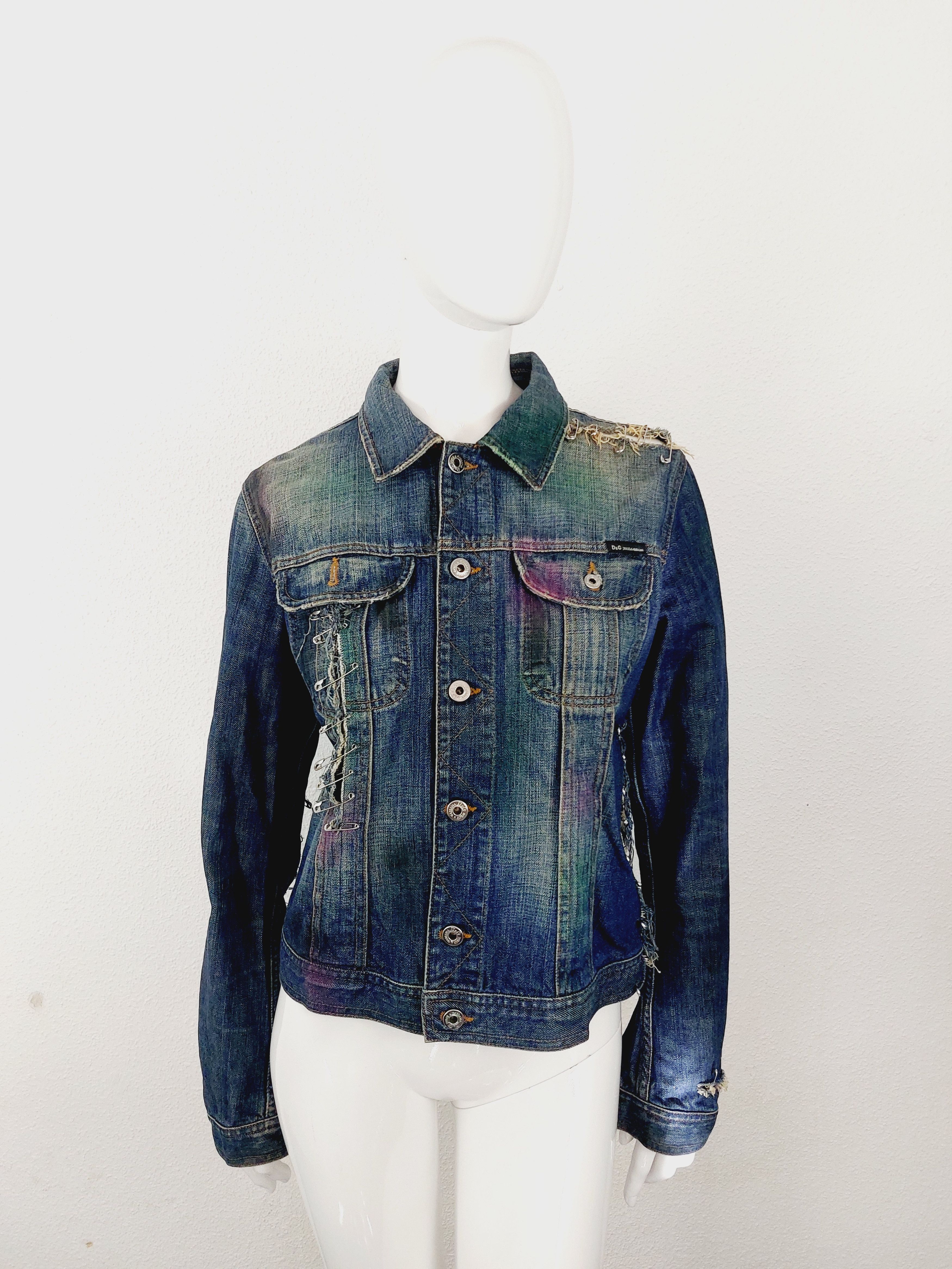 Dolce & Gabbana Dolce and Gabbana D&G SS2001 Spray Paint Safety Pin Jacket Size US XS / EU 42 / 0 - 8 Thumbnail
