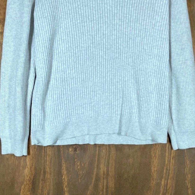 Express Express Mens Sweater L Heathered Gray Ribbed 1/4 Snap Mock Neck Long Sleeve Knit Pullover Casual Workwear -Mens Size US L / EU 52-54 / 3 - 3 Thumbnail