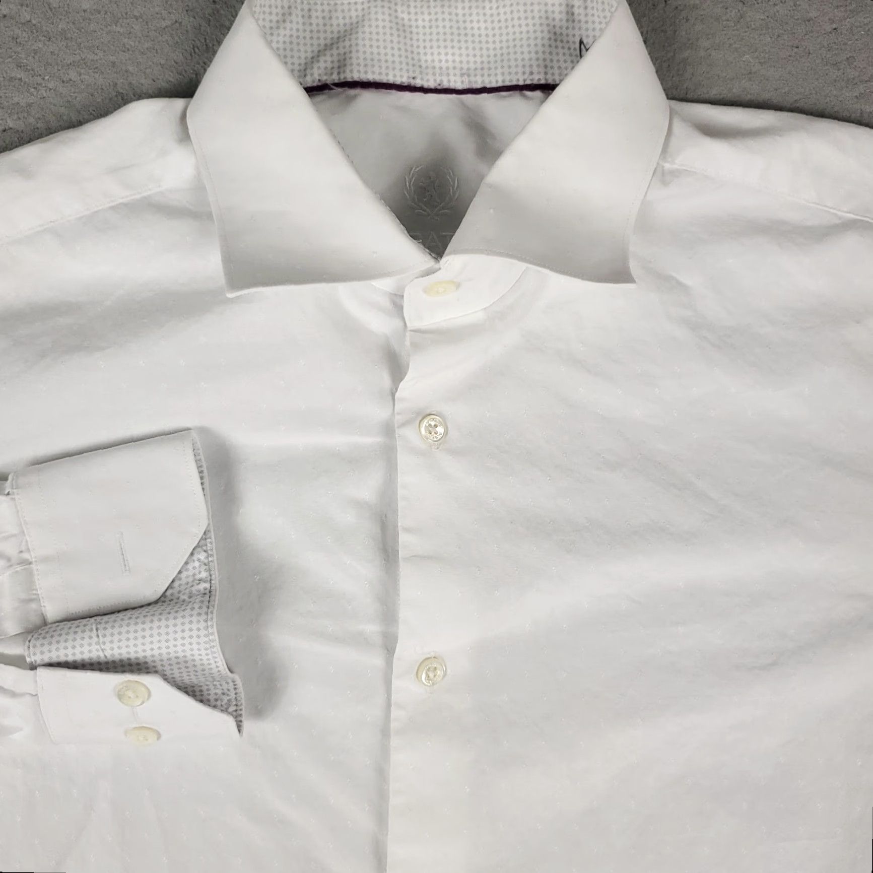 BUGATCHI Bugatchi Uomo Shirt Mens Regular White 17 Dress Shirt Long Sleeve Button Up Collared 100% Cotton Size 46R - 2 Thumbnail