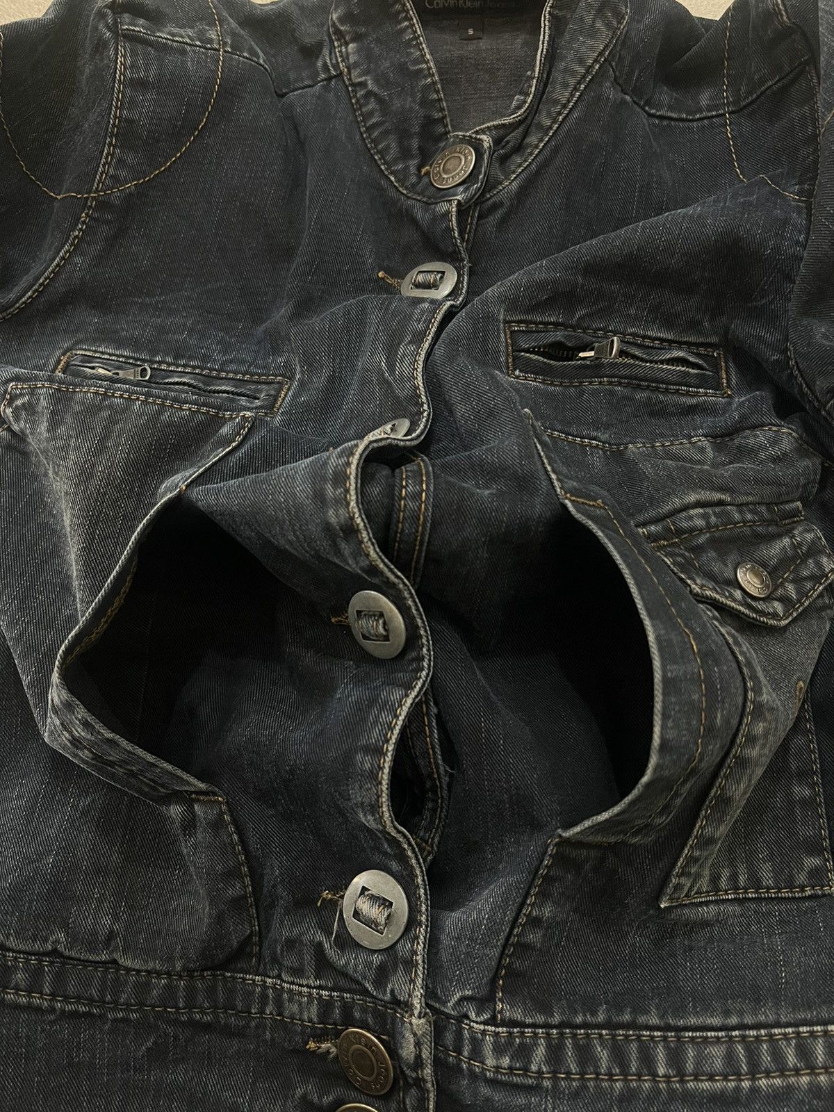 Helmut Lang 2000s Calvin Klein Jeans Wash Napoleon Trucker y2k Lgb Ifsix Size US S / EU 44-46 / 1 - 5 Thumbnail