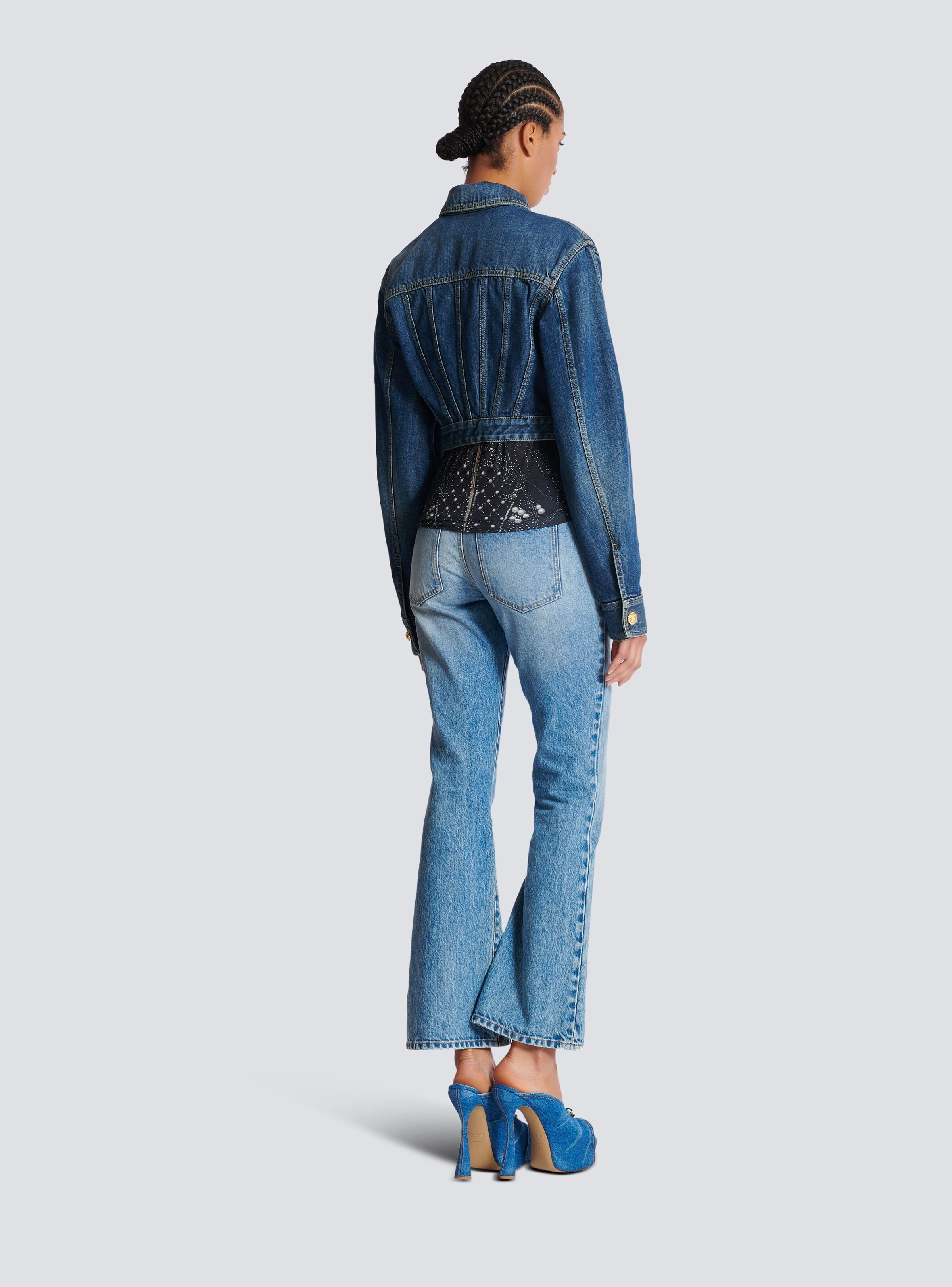 Balmain o1s1wg111225 Denim Trucker Jacket in Blue Size M / US 6-8 / IT 42-44 - 5 Thumbnail