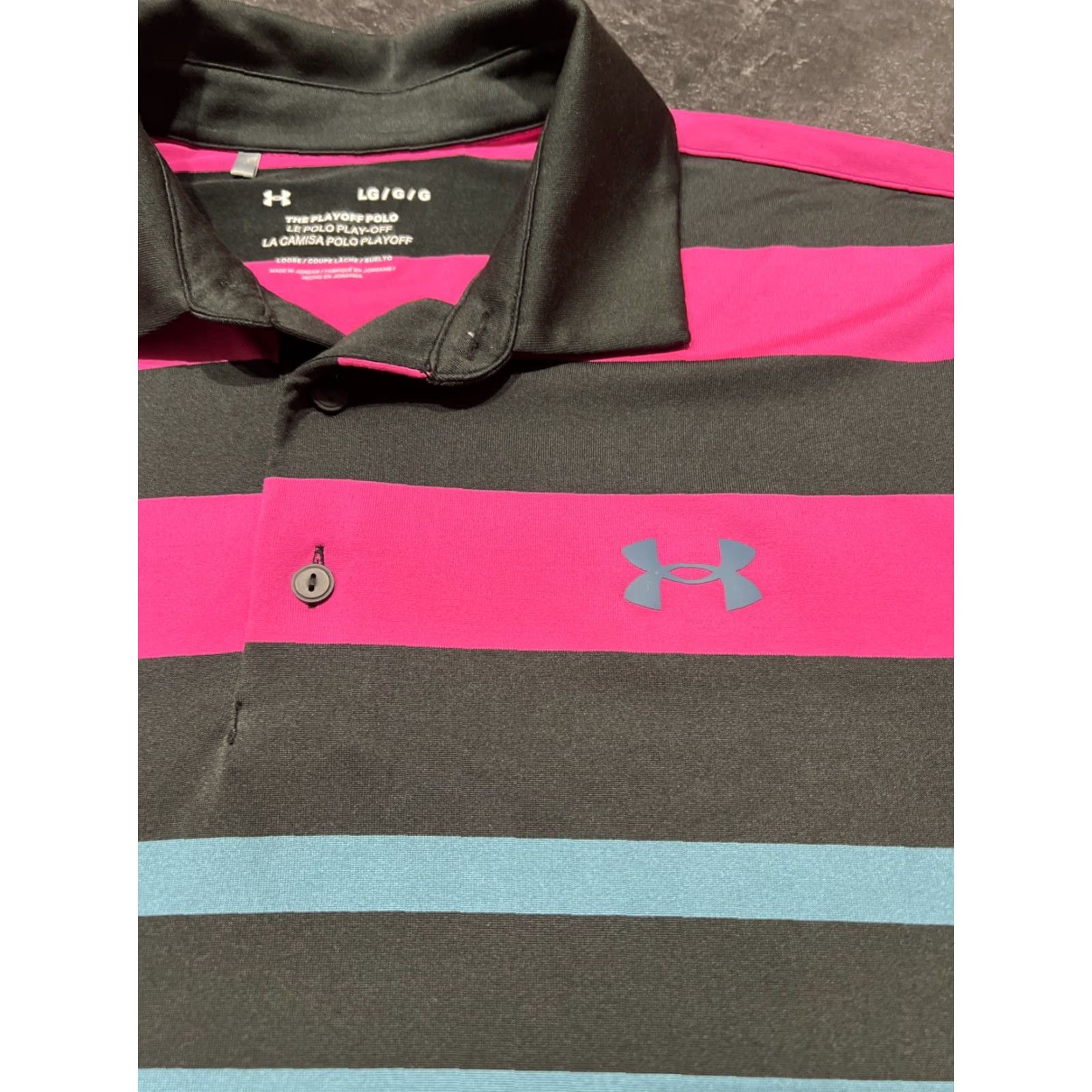 Under Armour Under Armour Mens Polo Golf FUSION Pink Striped Large Polo Shirt Size US L / EU 52-54 / 3 - 3 Thumbnail