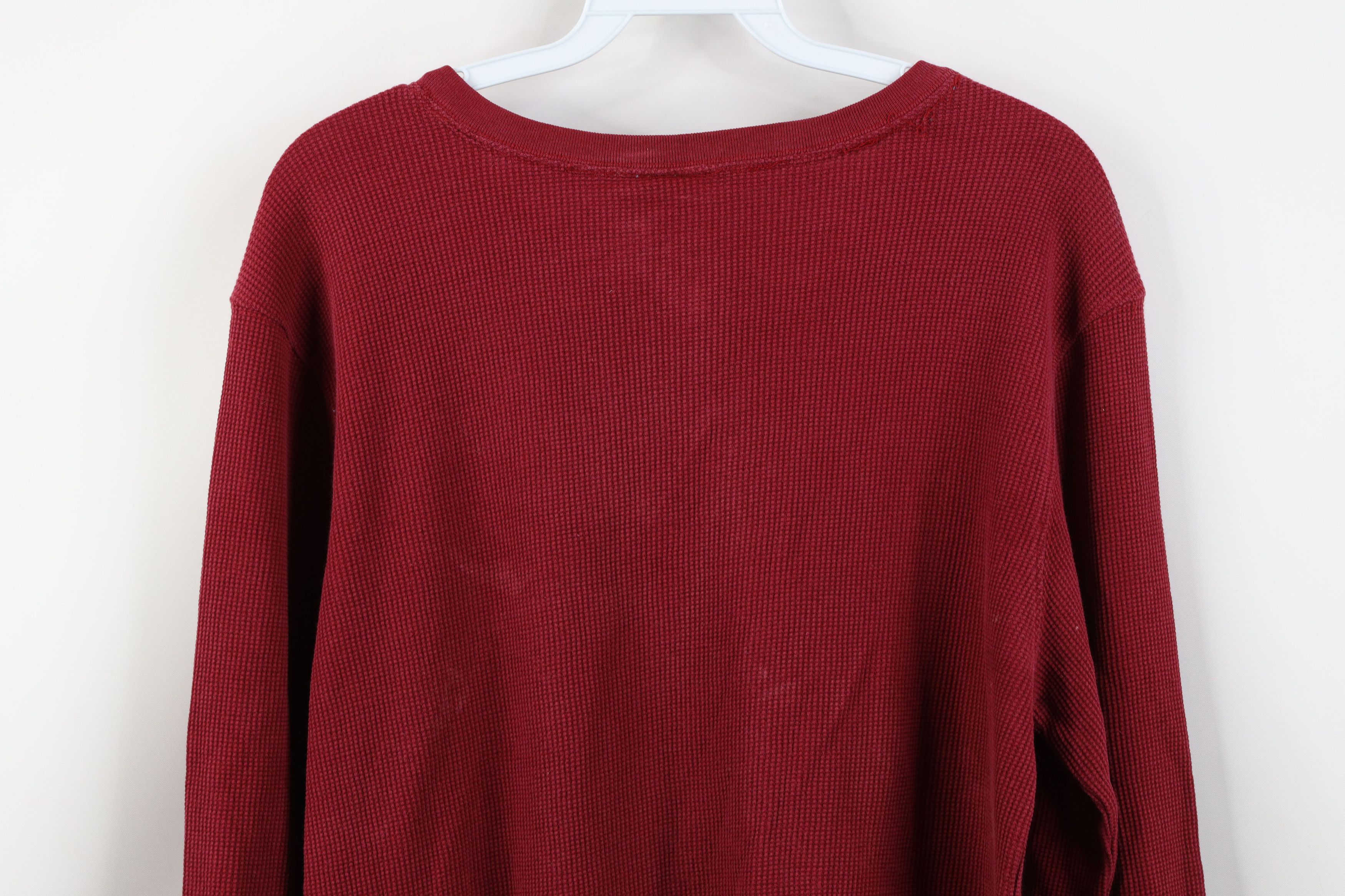 Vintage Vintage 90s Streetwear Waffle Knit Henley T-Shirt Red Size US M / EU 48-50 / 2 - 14 Thumbnail