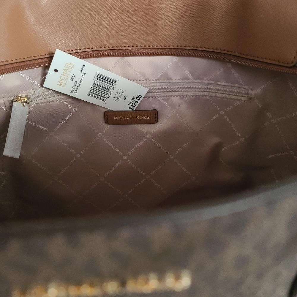Michael Kors Michael Kors Gilly Large Brown Travel Drawstring Tote Bag Size ONE SIZE - 10 Thumbnail