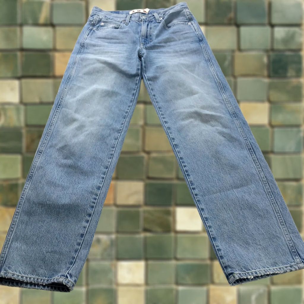 AMO AMO Valentina Jeans Women Blue Mid Rise Straight Denim 23 29W 29L Pockets Distressed Size 40" / US 18 - 1 Thumbnail