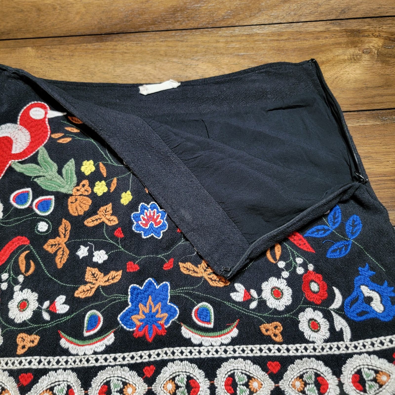 Other Altar'd State Black Embroidered Linen Blend Mini Skirt - Lg Size 31" - 2 Thumbnail