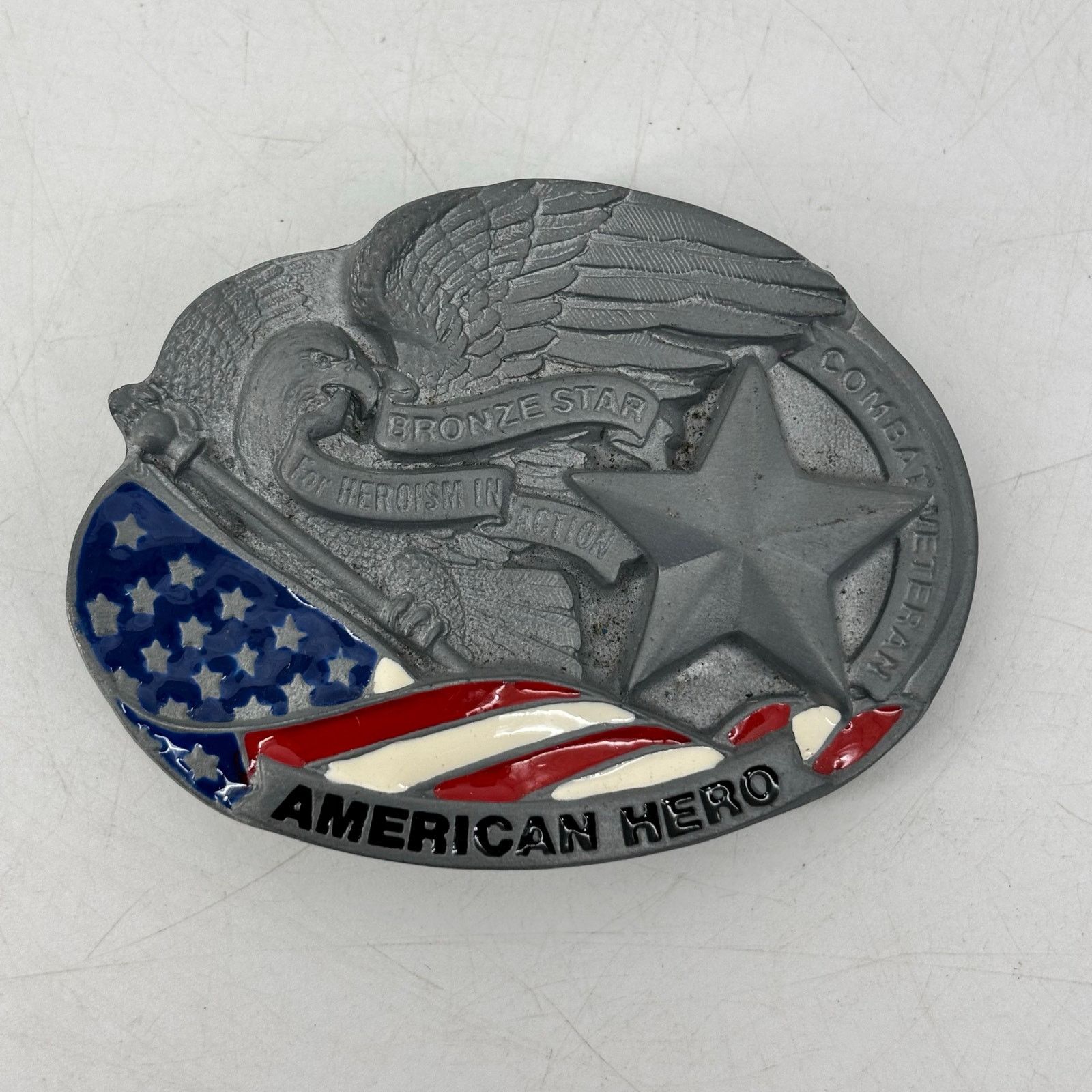 Vintage Great American Hero Belt Buckle Co. Red White Blue Patriotic Size ONE SIZE - 2 Thumbnail