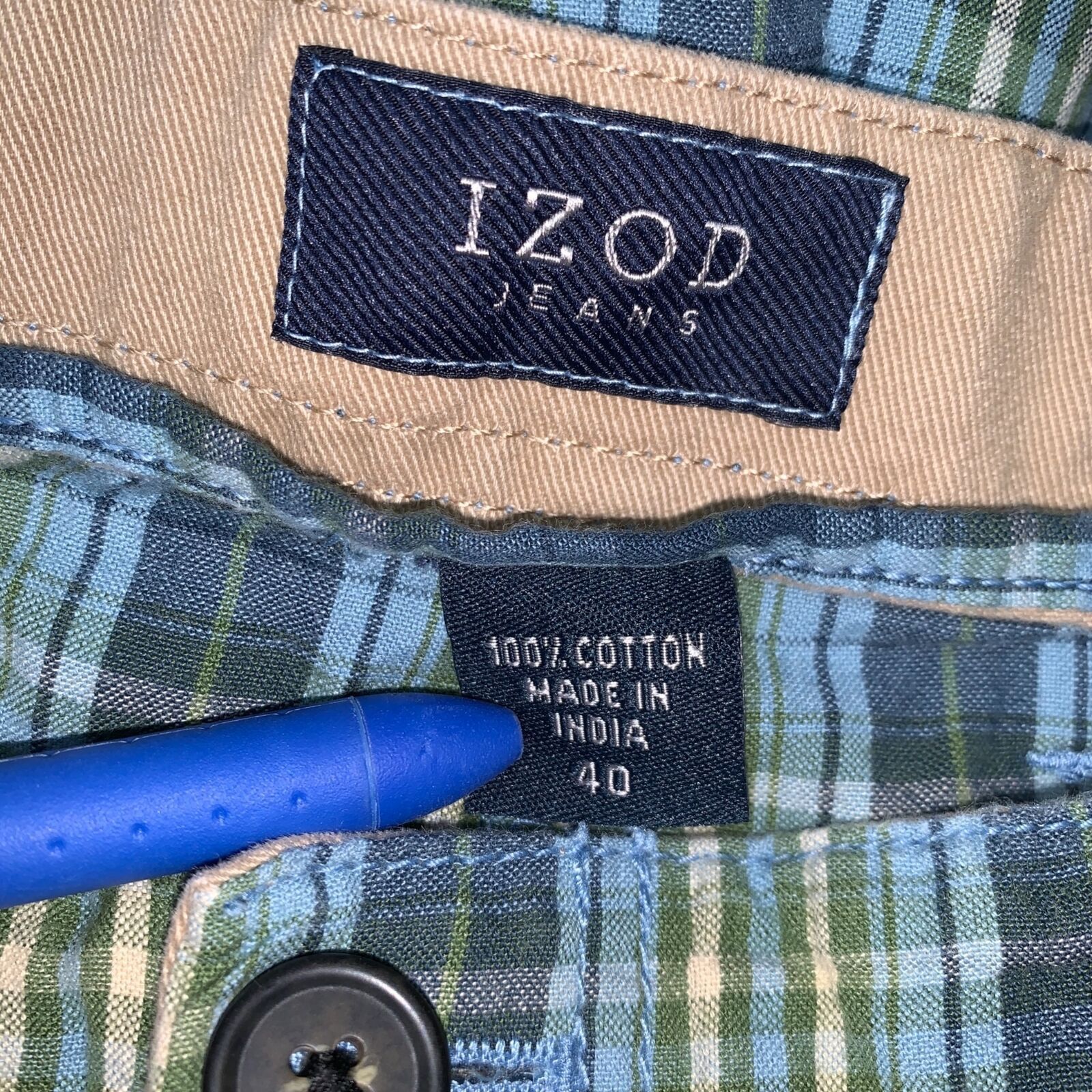 Izod IZOD Jeans Cotton Shorts Plaid Blue Green Summer Beach Golf Size US 40 / EU 56 - 5 Thumbnail
