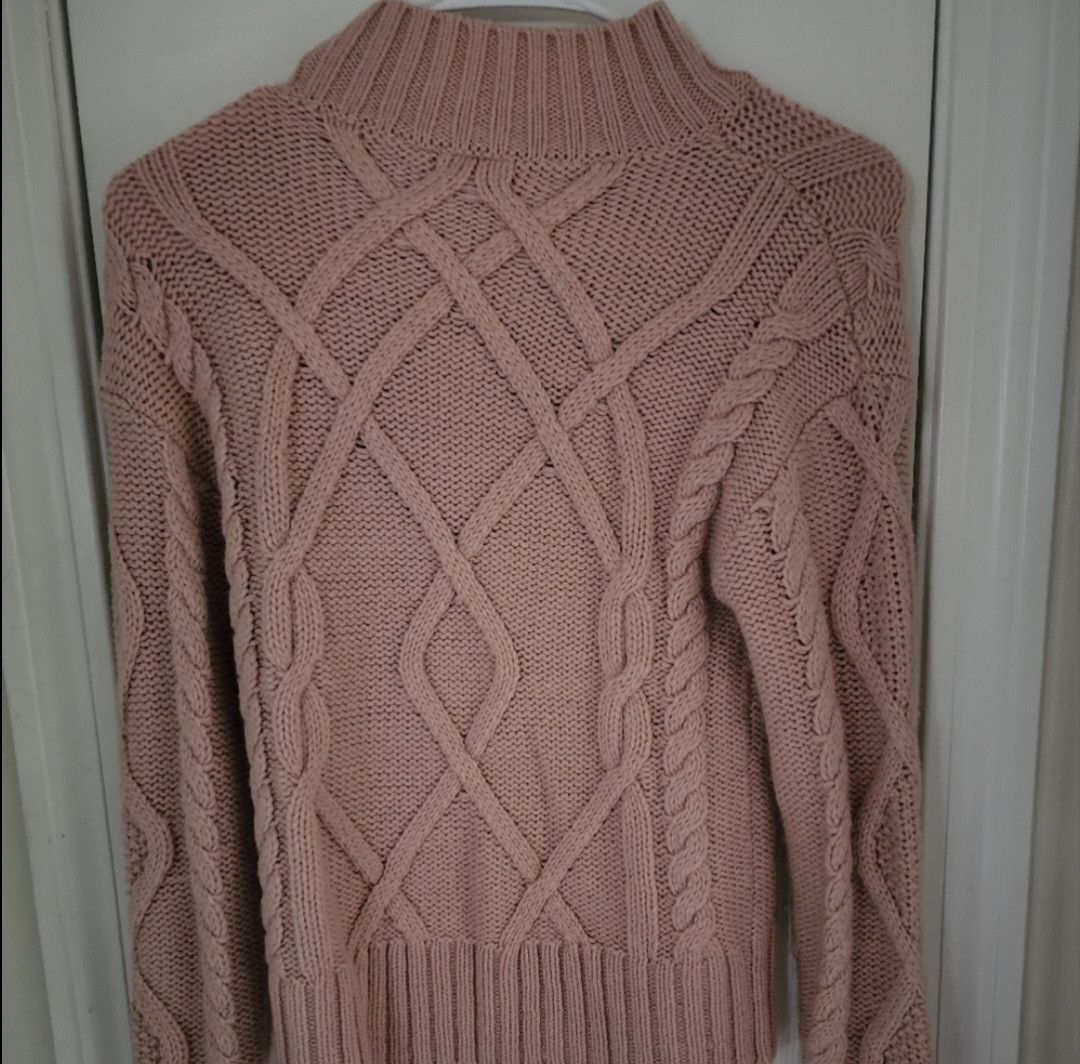 Gap GAP Long Sleeve Pink Cable High Neck Mock Sweater Size XS Size XS / US 0-2 / IT 36-38 - 2 Thumbnail