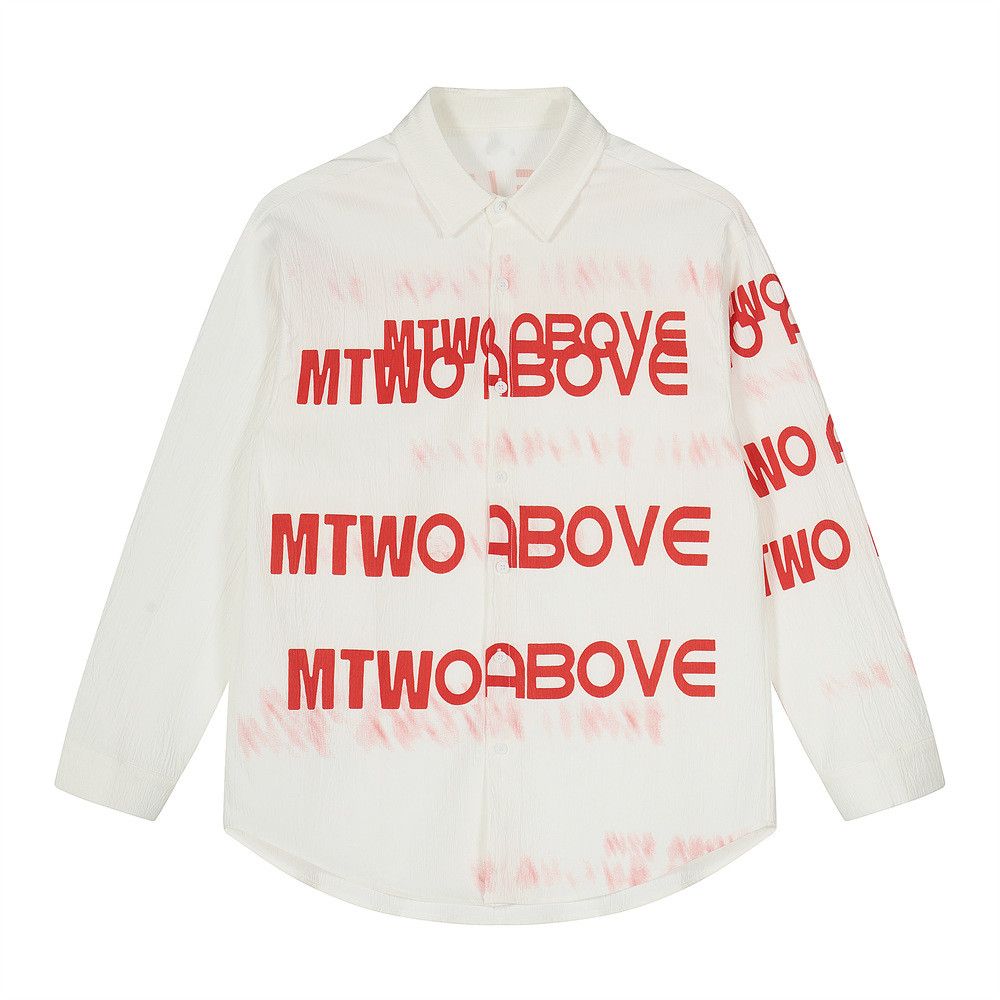 Vintage Men's loose casual hip-hop letter print long-sleeved shirt Size US M / EU 48-50 / 2 - 1 Thumbnail