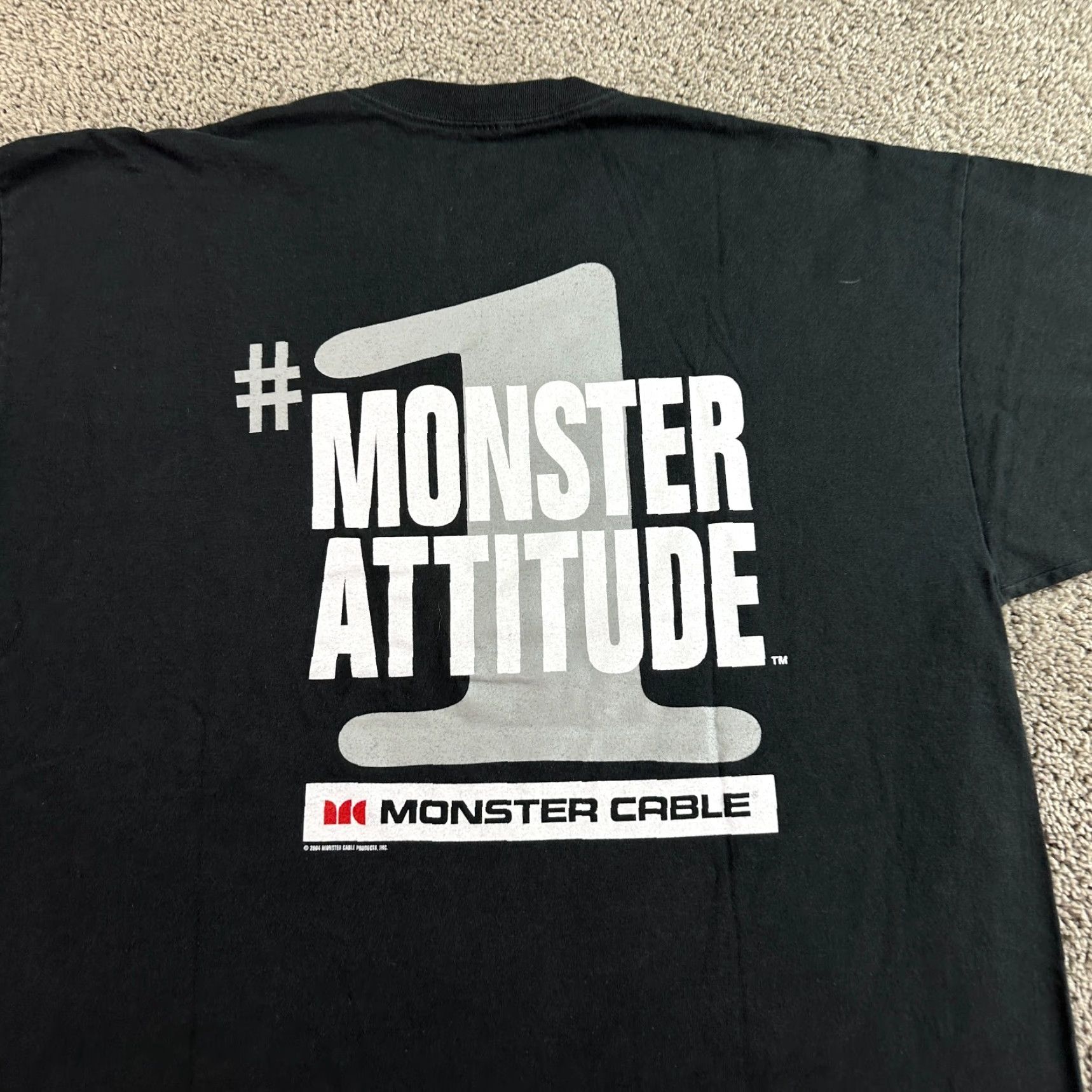 Gildan VINTAGE Monster Cable Shirt Mens 2XL Black White I Am A Monster Audio Shirt 2XL Black Logo Mens Vintage 2000s Size US XXL / EU 58 / 5 - 3 Thumbnail