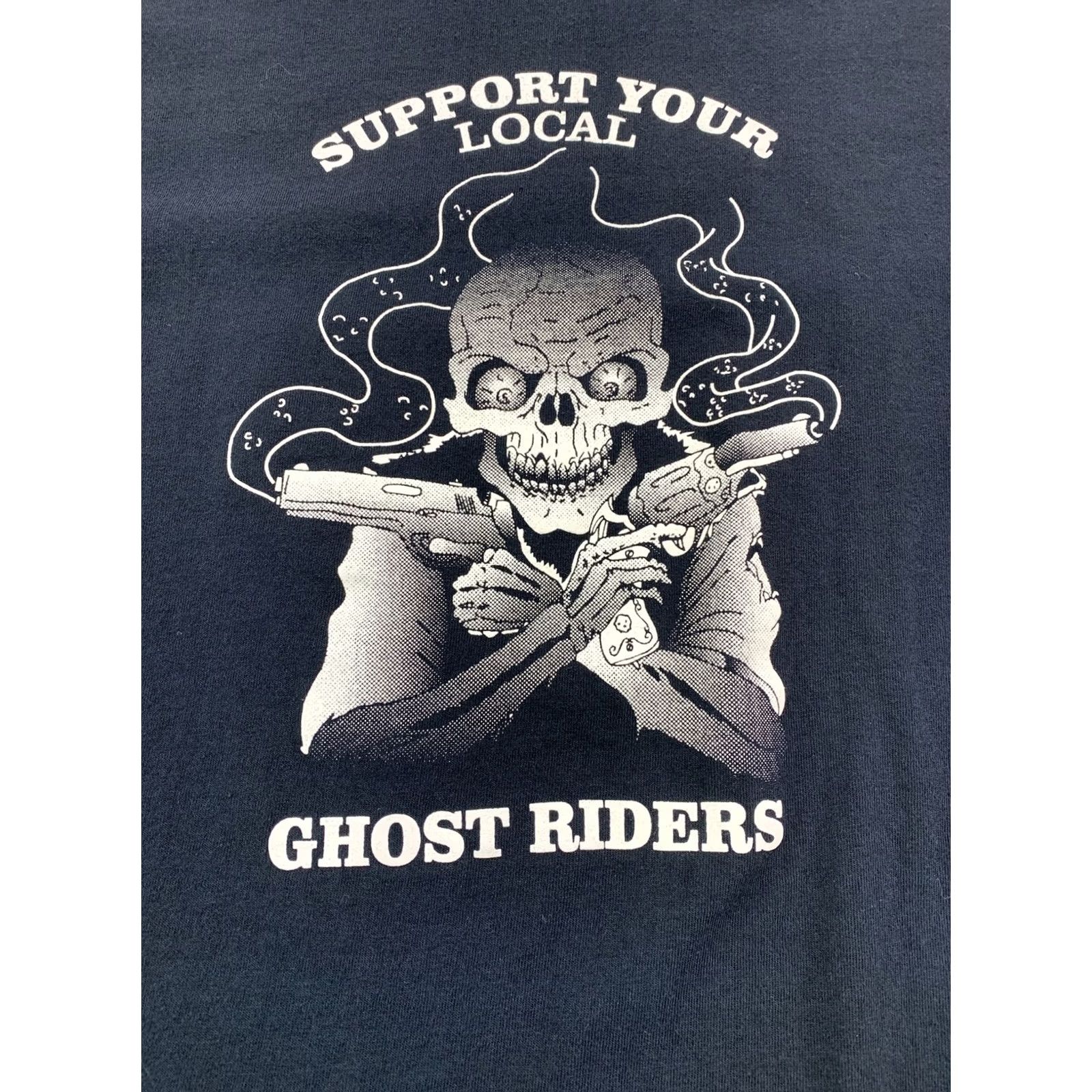 Gildan Support Your Local Ghost Riders Skull Skeleton Black Graphic T Shirt Adult Med Size US M / EU 48-50 / 2 - 2 Thumbnail