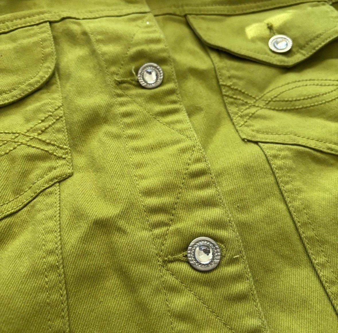 Other Vintage Ethyl Lime Green Jean Jacket Size XL / US 12-14 / IT 48-50 - 2 Thumbnail