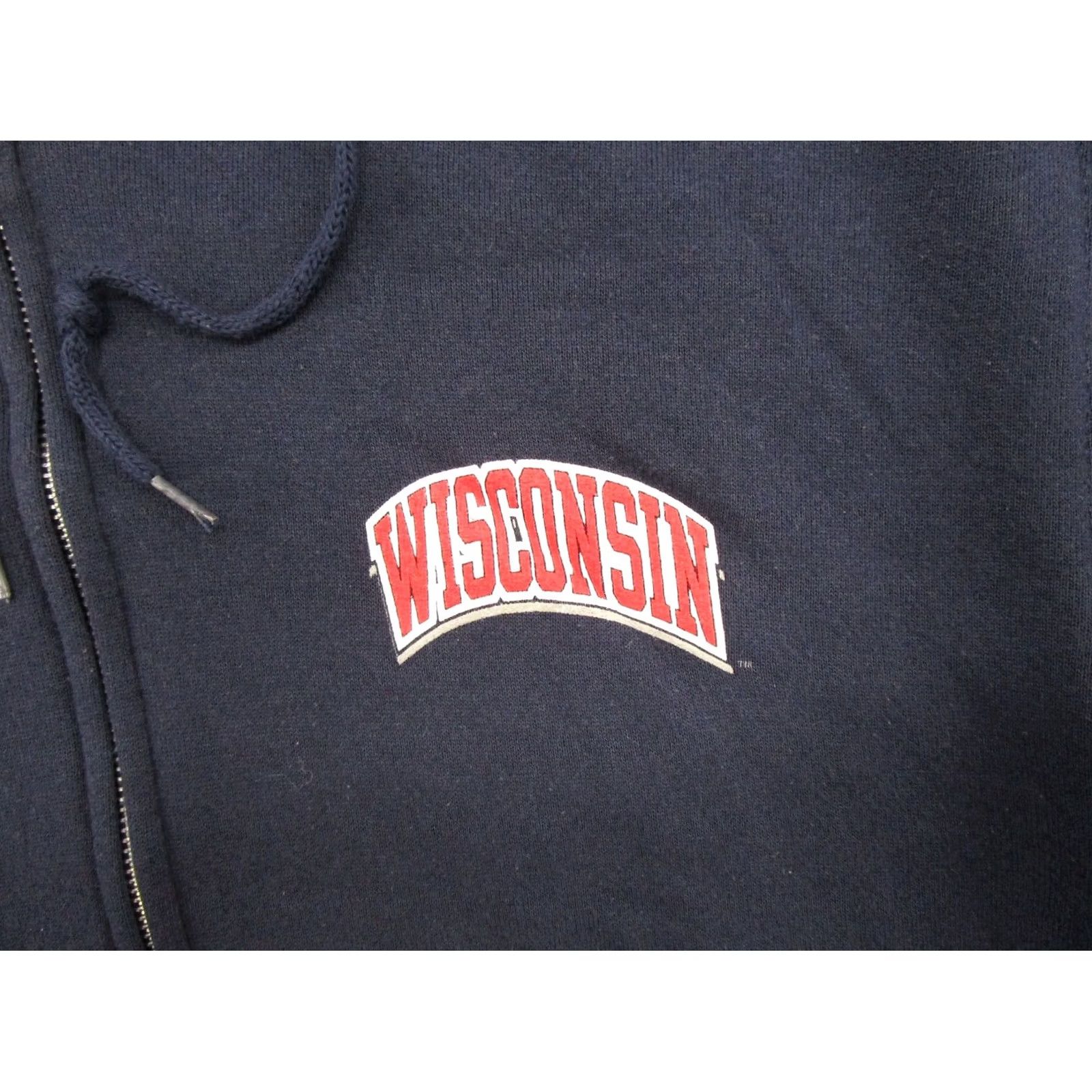 Tultex VINTAGE Wisconsin Badgers Tultex Full Zip Hoodie Mens M Blue 90s Sports Hooded Winter Fall Men Size US M / EU 48-50 / 2 - 2 Thumbnail