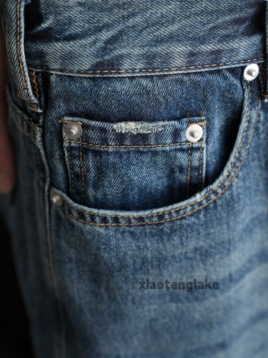 Jean × Vintage washed faded loose yuppie baggy damaged jeans Size US 27 - 5 Thumbnail