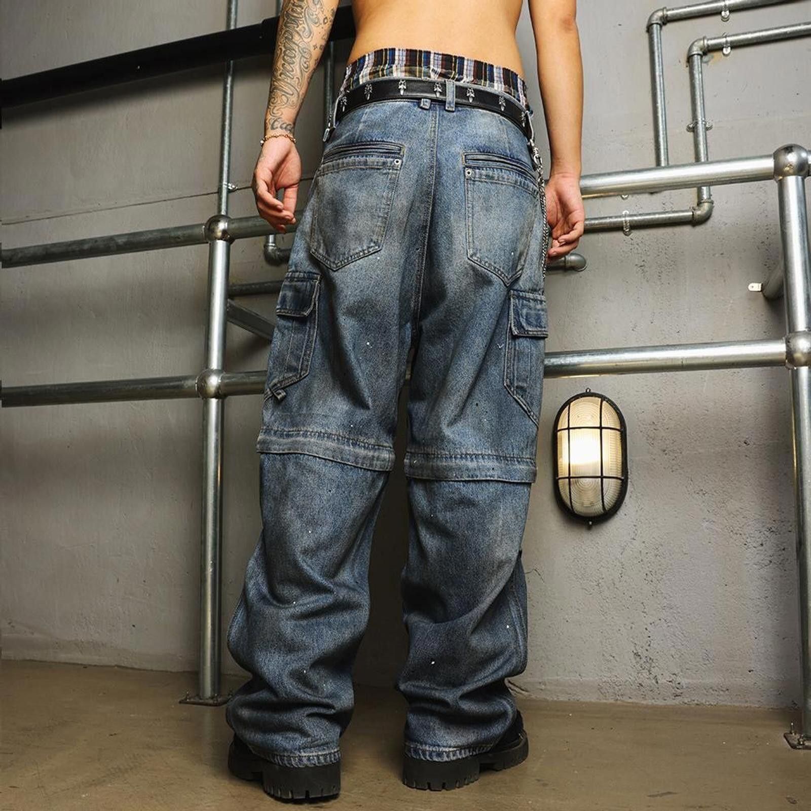 Japanese Brand Distressed Cargo Convertible Denim Jeans / Jorts Size US 28 / EU 44 - 5 Thumbnail