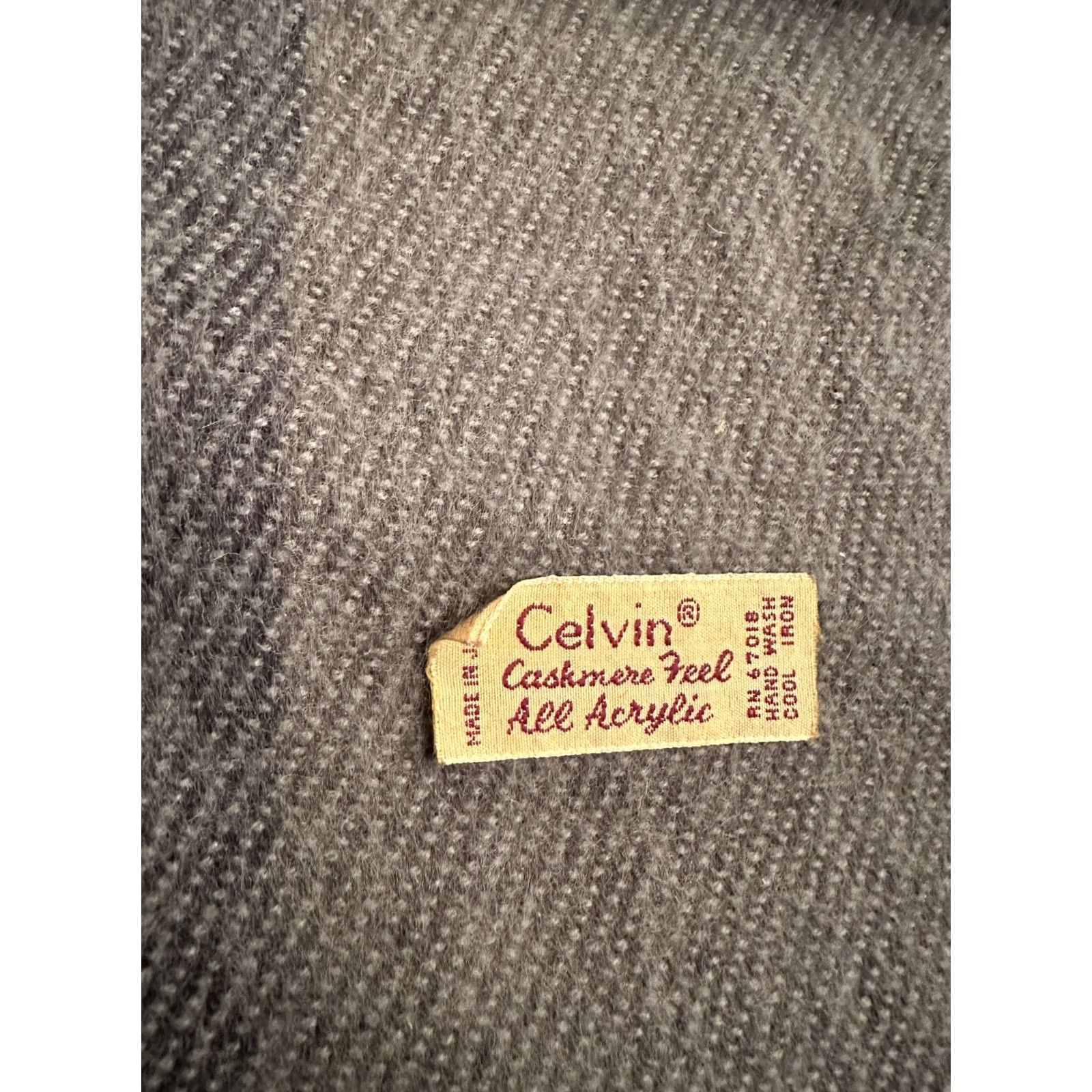 Vintage VINTAGE Celvin Scarf Gray Unisex Adults 12”x52” Acrylic Flannel Cashmere Feel Size ONE SIZE - 2 Thumbnail