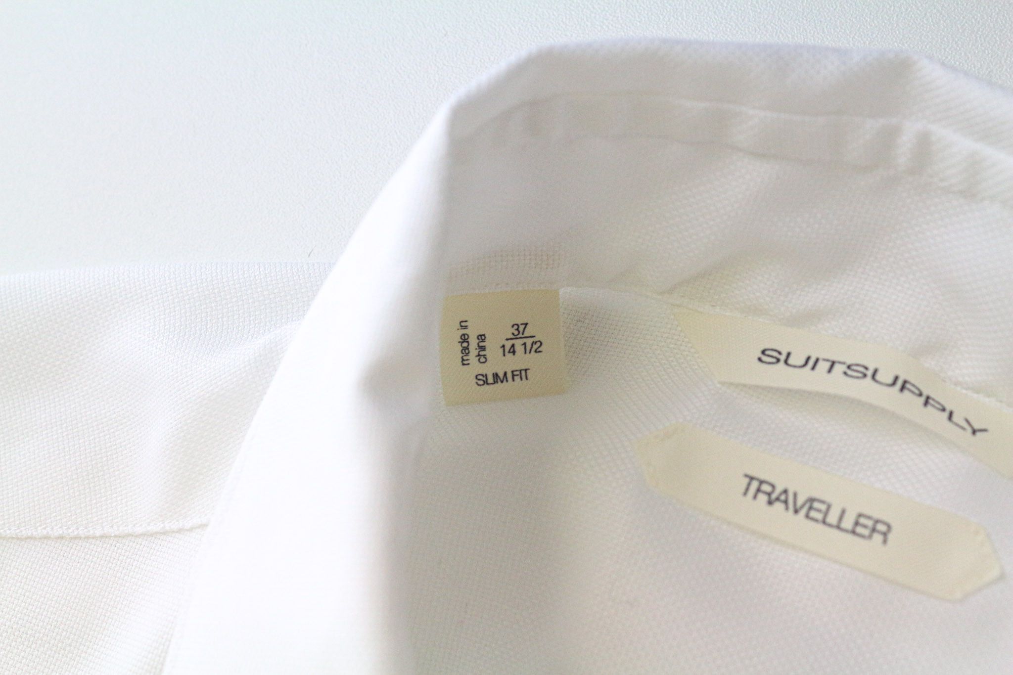 Suitsupply TRAVELLER 37/14 1/2 Slim White Cotton Shirt 79404 Size 36R - 5 Thumbnail