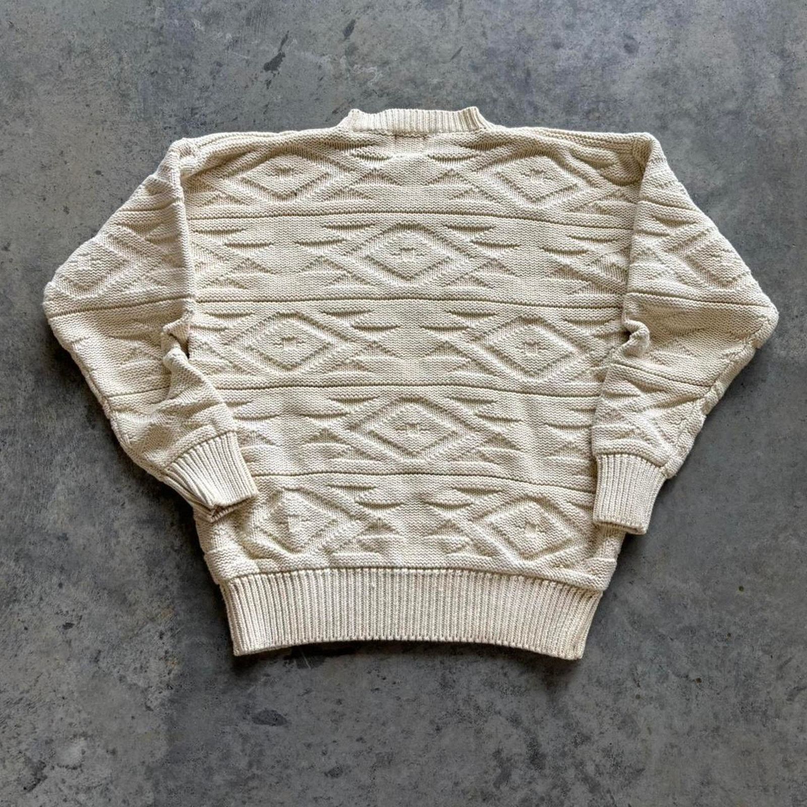 Gap × Ralph Lauren × Vintage Vintage 90s Gap 3D Knit Grandpa Style Sweater Size US M / EU 48-50 / 2 - 3 Thumbnail