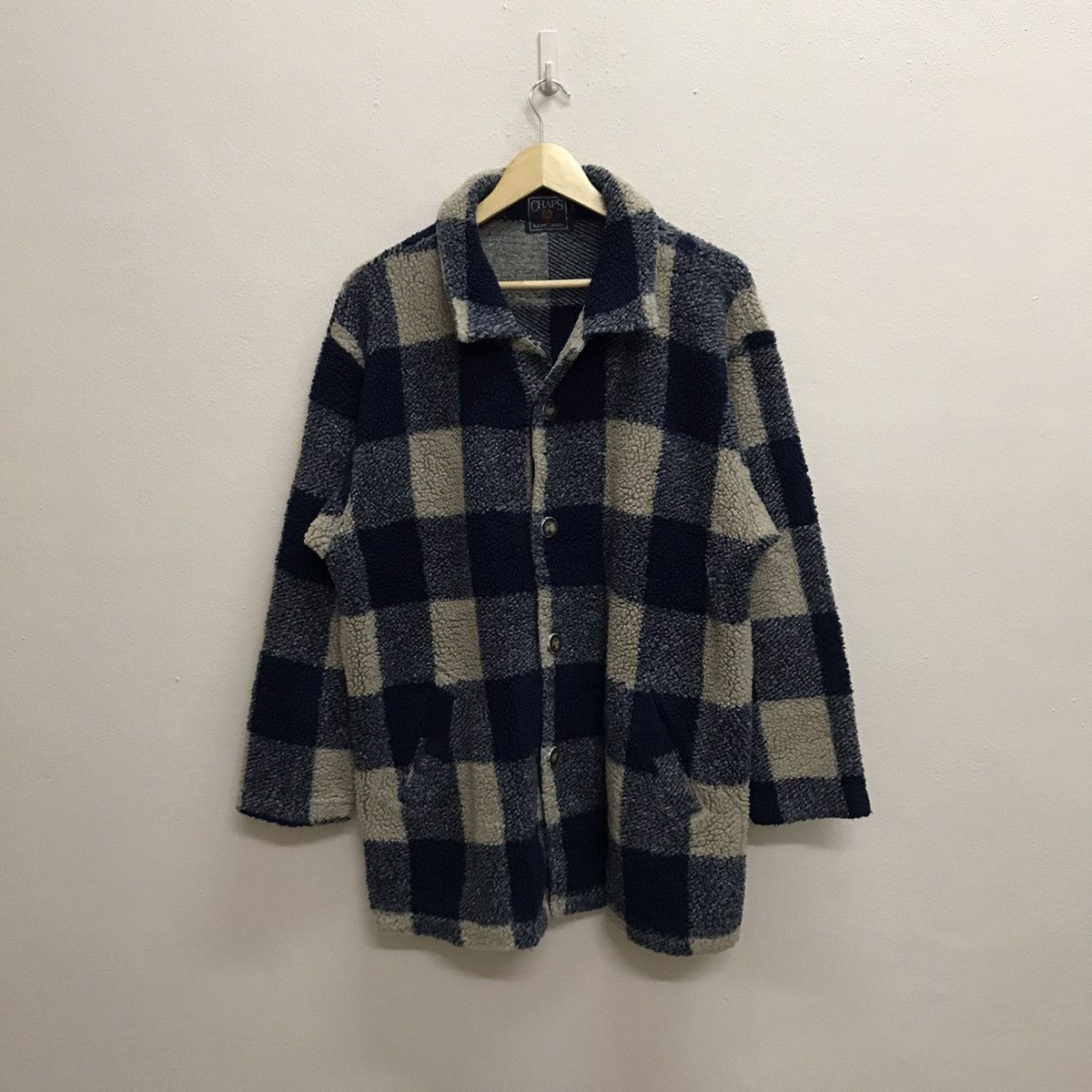 Chaps Ralph Lauren Chaps Ralph Lauren Wooden Button Plaid Checked Fleece Jacket Size US L / EU 52-54 / 3 - 14 Thumbnail