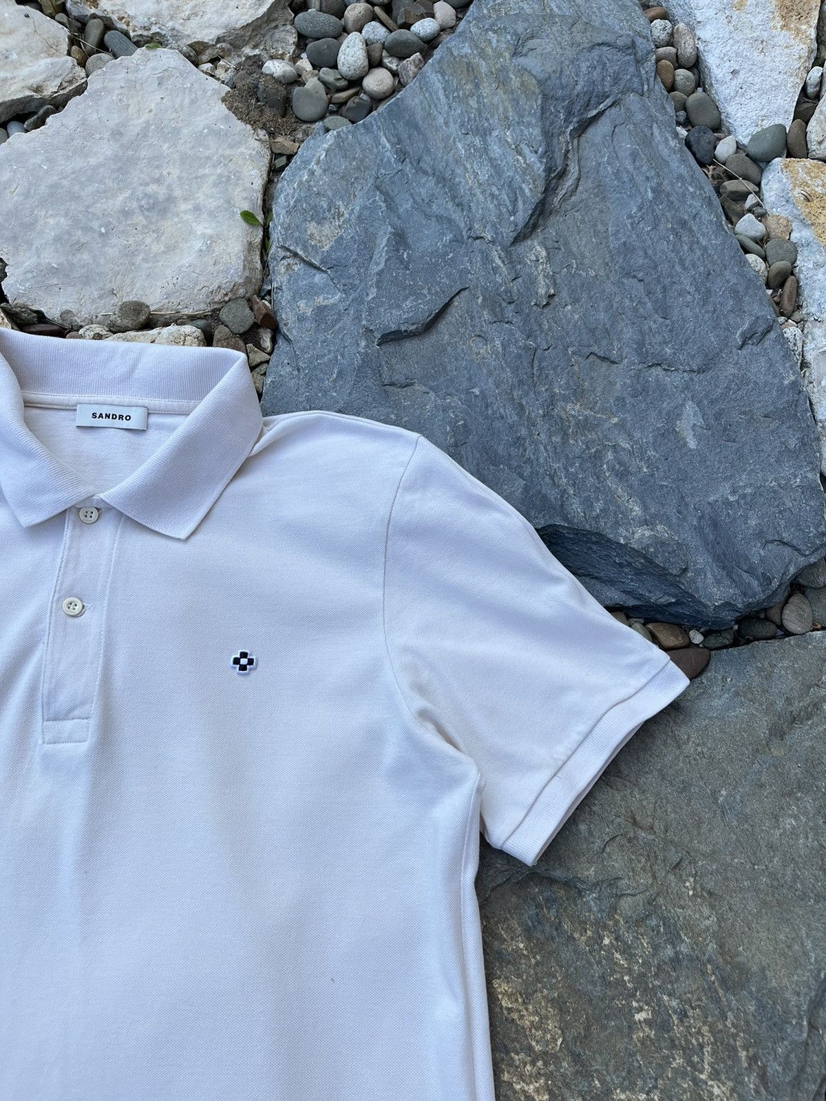Designer × Sandro Sandro Paris cross chest logo flower aesthetic polo tee Size US M / EU 48-50 / 2 - 3 Thumbnail